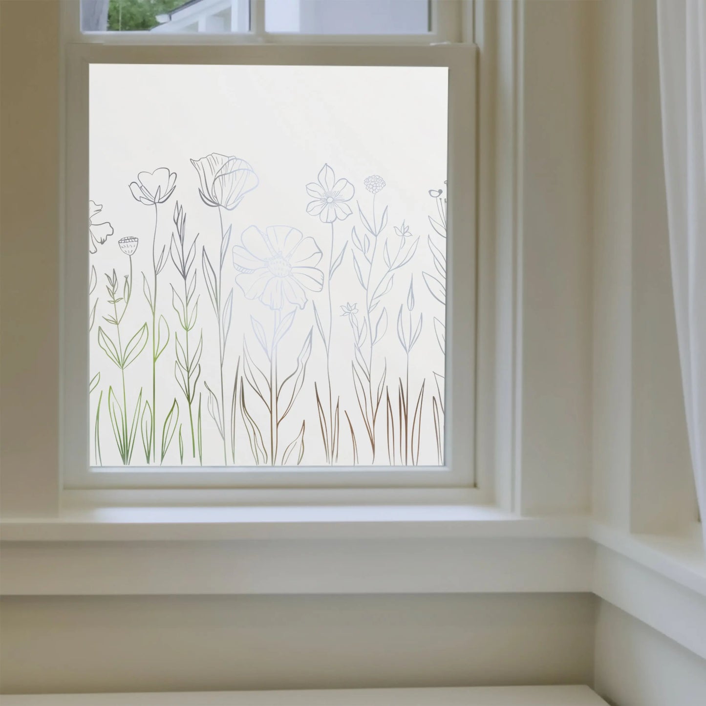 Collagna Frosted Privacy Wild Flower Window Film Creative Windows
