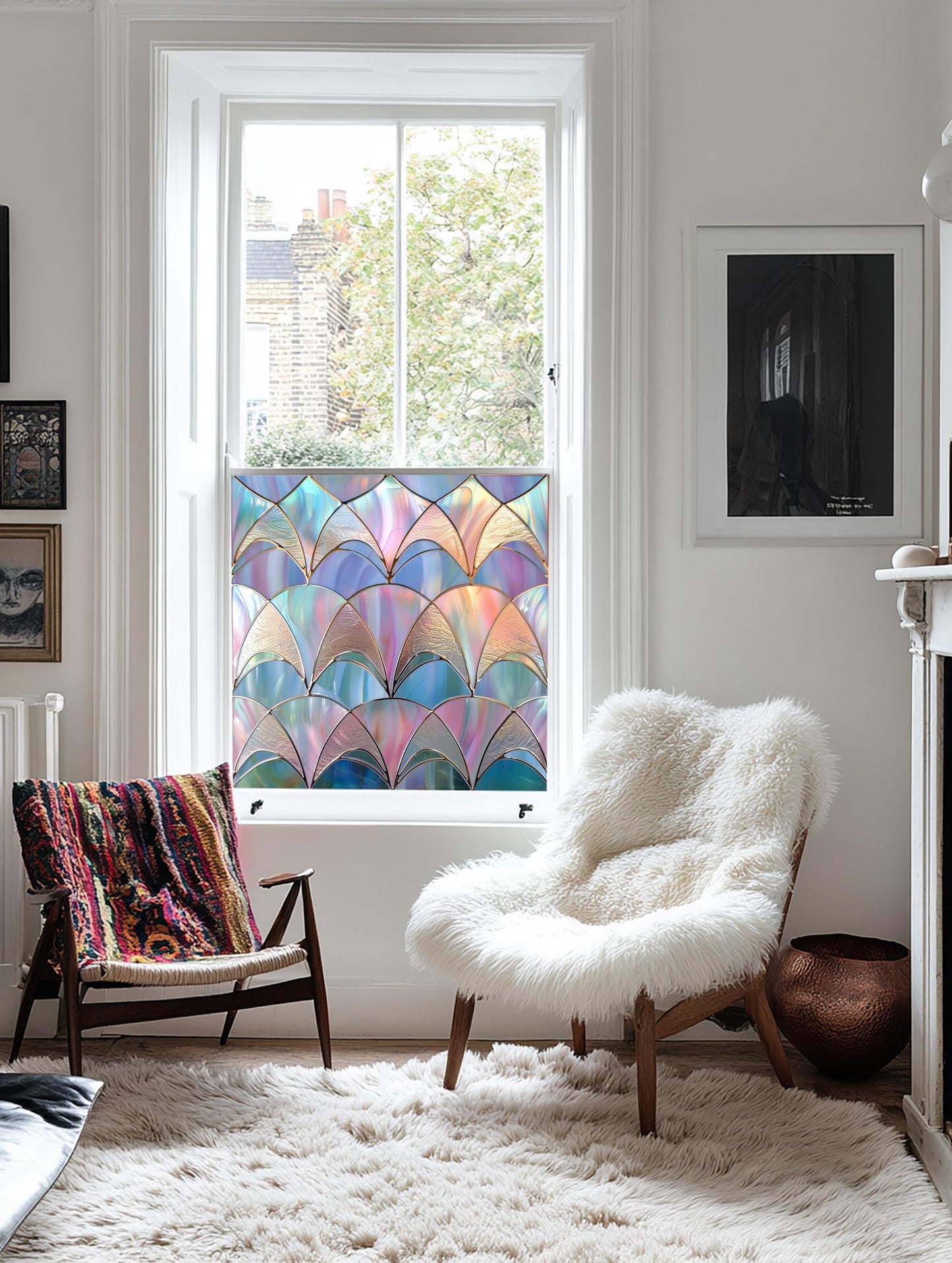 Window Film, Privacy Window Film, Art Deco Window Film, Decorative Window Film, Window, Front Door Window Film, Stained Glass Window Film Creative Windows