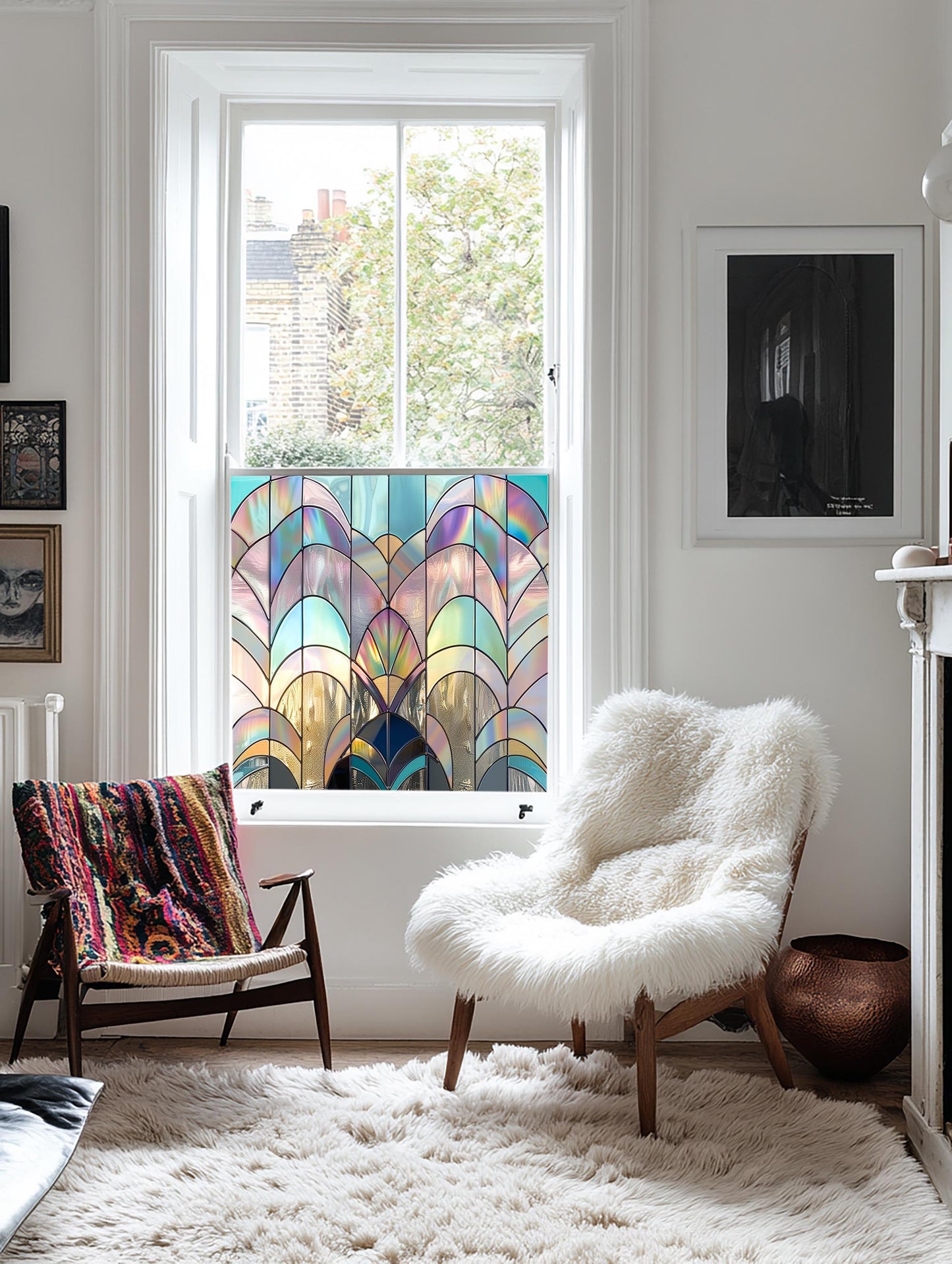 Window Film, Privacy Window Film, Art Deco Window Film, Decorative Window Film, Window, Front Door Window Film, Stained Glass Window Film Creative Windows