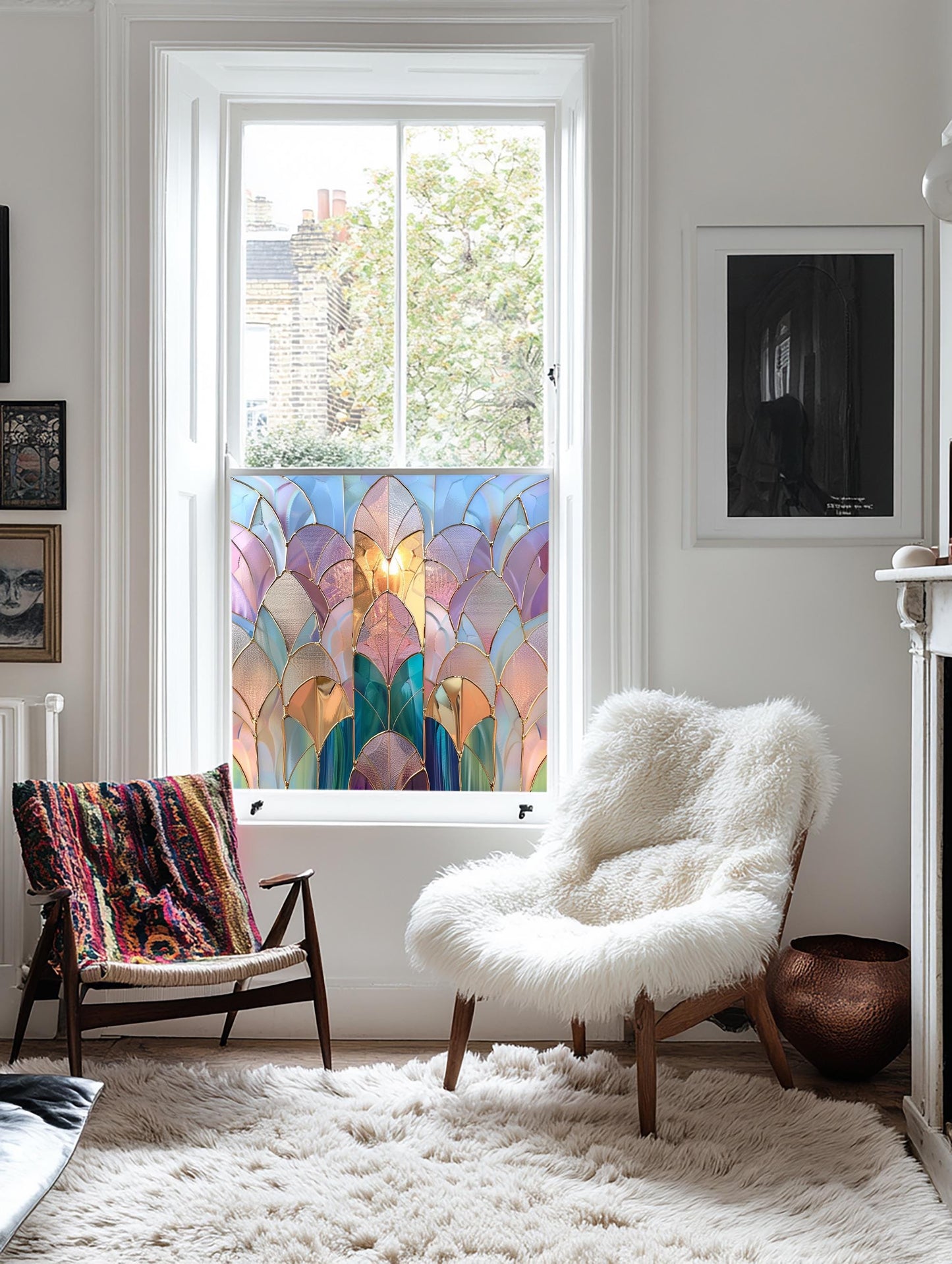 Window Film, Privacy Window Film, Art Deco Window Film, Decorative Window Film, Window, Front Door Window Film, Stained Glass Window Film Creative Windows
