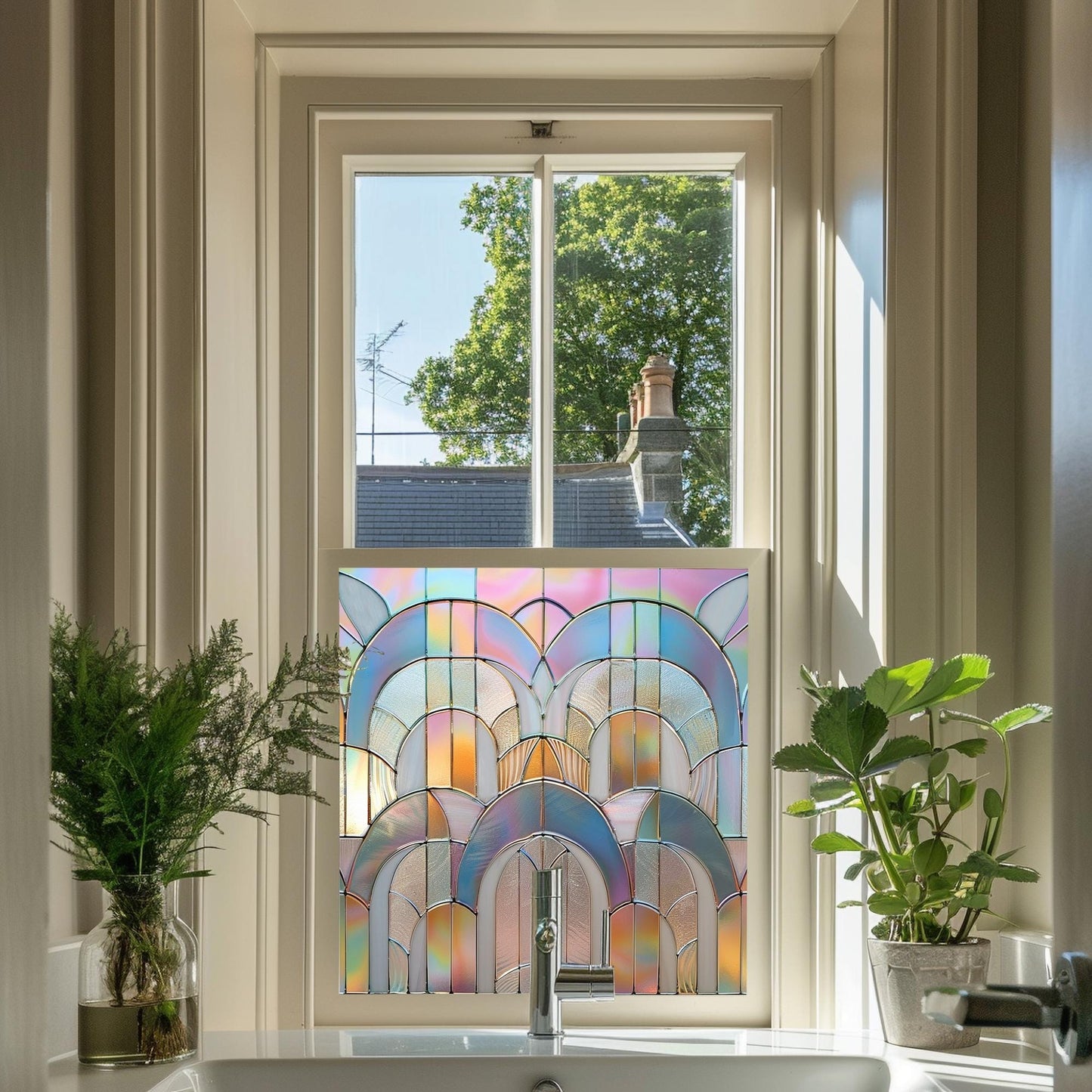 Window Film, Privacy Window Film, Art Deco Window Film, Decorative Window Film, Window, Front Door Window Film, Stained Glass Window Film Creative Windows