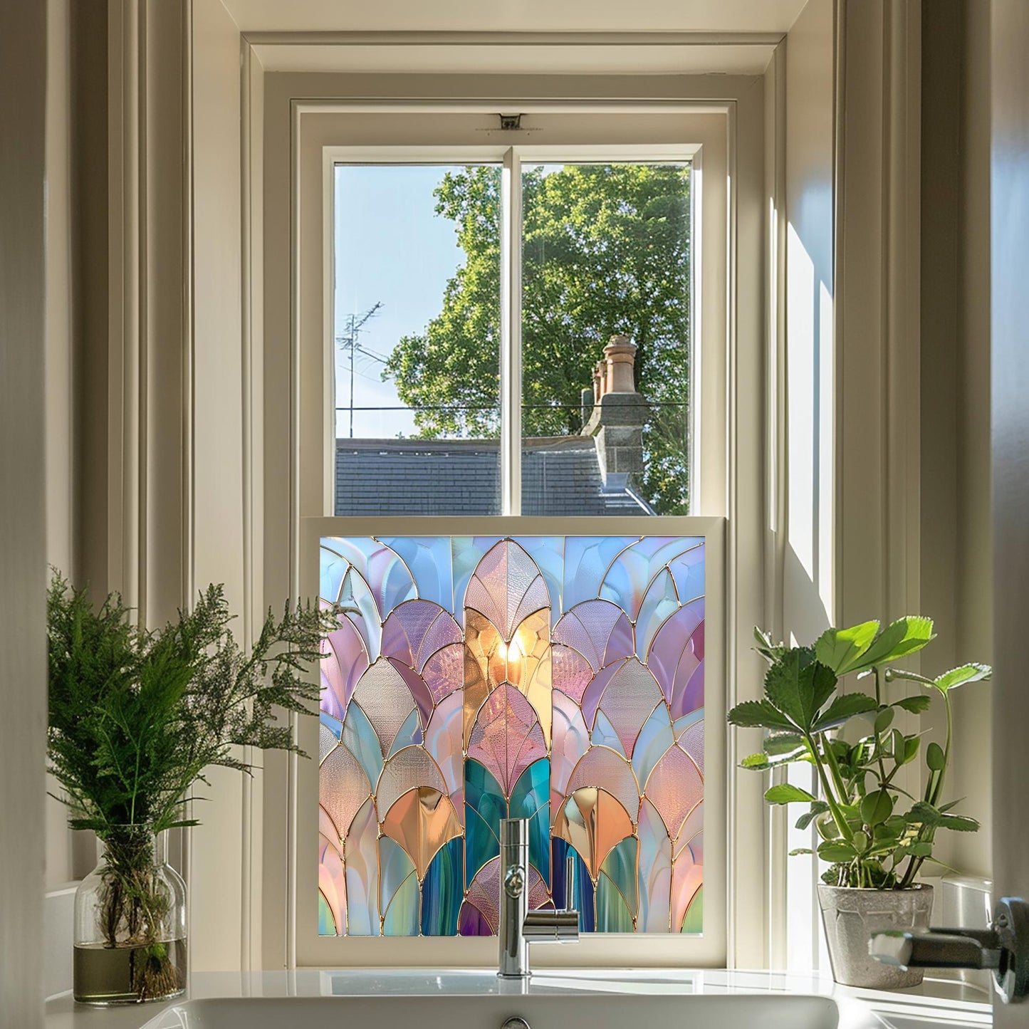 Window Film, Privacy Window Film, Art Deco Window Film, Decorative Window Film, Window, Front Door Window Film, Stained Glass Window Film Creative Windows