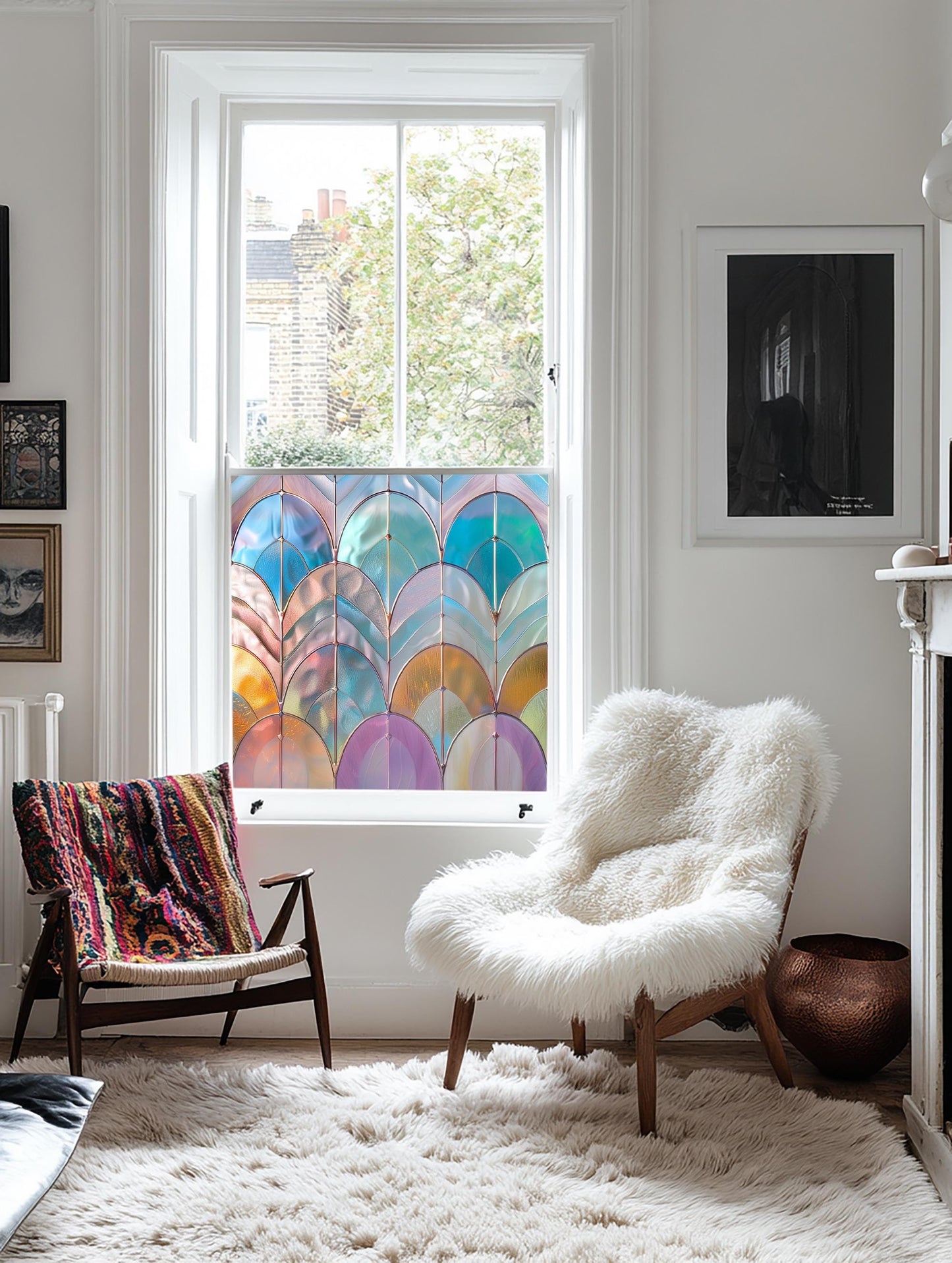 Window Film, Privacy Window Film, Art Deco Window Film, Decorative Window Film, Window, Front Door Window Film, Stained Glass Window Film Creative Windows
