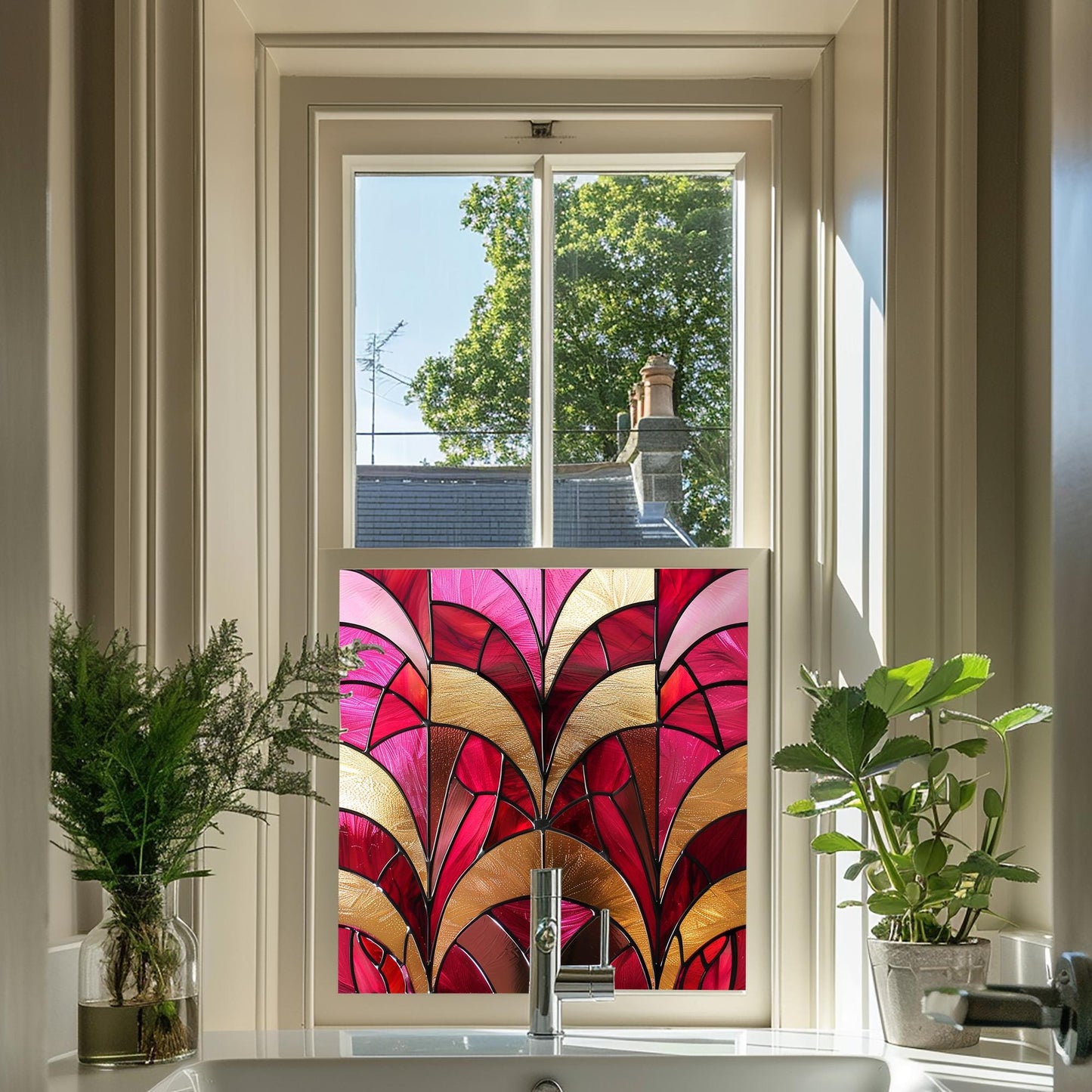 Window Film, Privacy Window Film, Art Deco Window Film, Decorative Window Film, Window, Front Door Window Film, Stained Glass Window Film Creative Windows