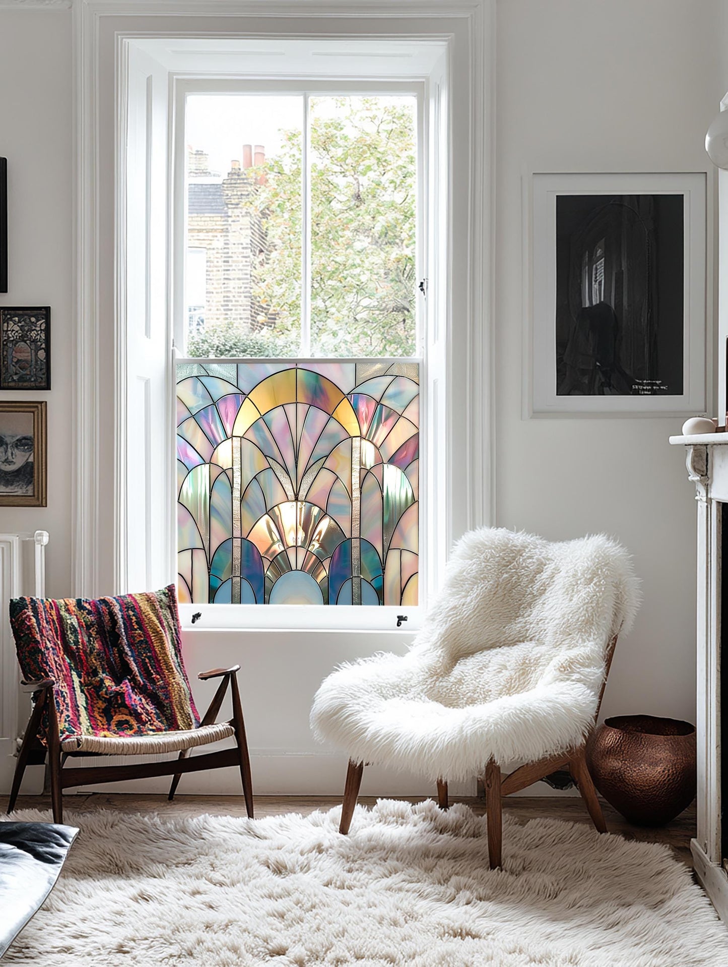 Window Film, Privacy Window Film, Art Deco Window Film, Decorative Window Film, Window, Front Door Window Film, Stained Glass Window Film Creative Windows