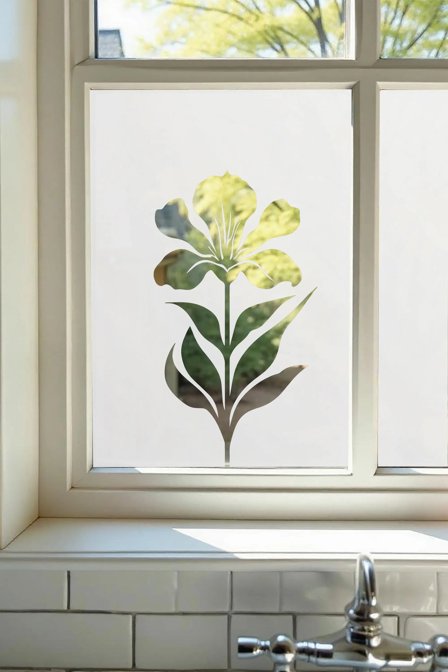 Corsico Frosted Window Film, Floral Privacy Film with Cut-Out Design Creative Windows
