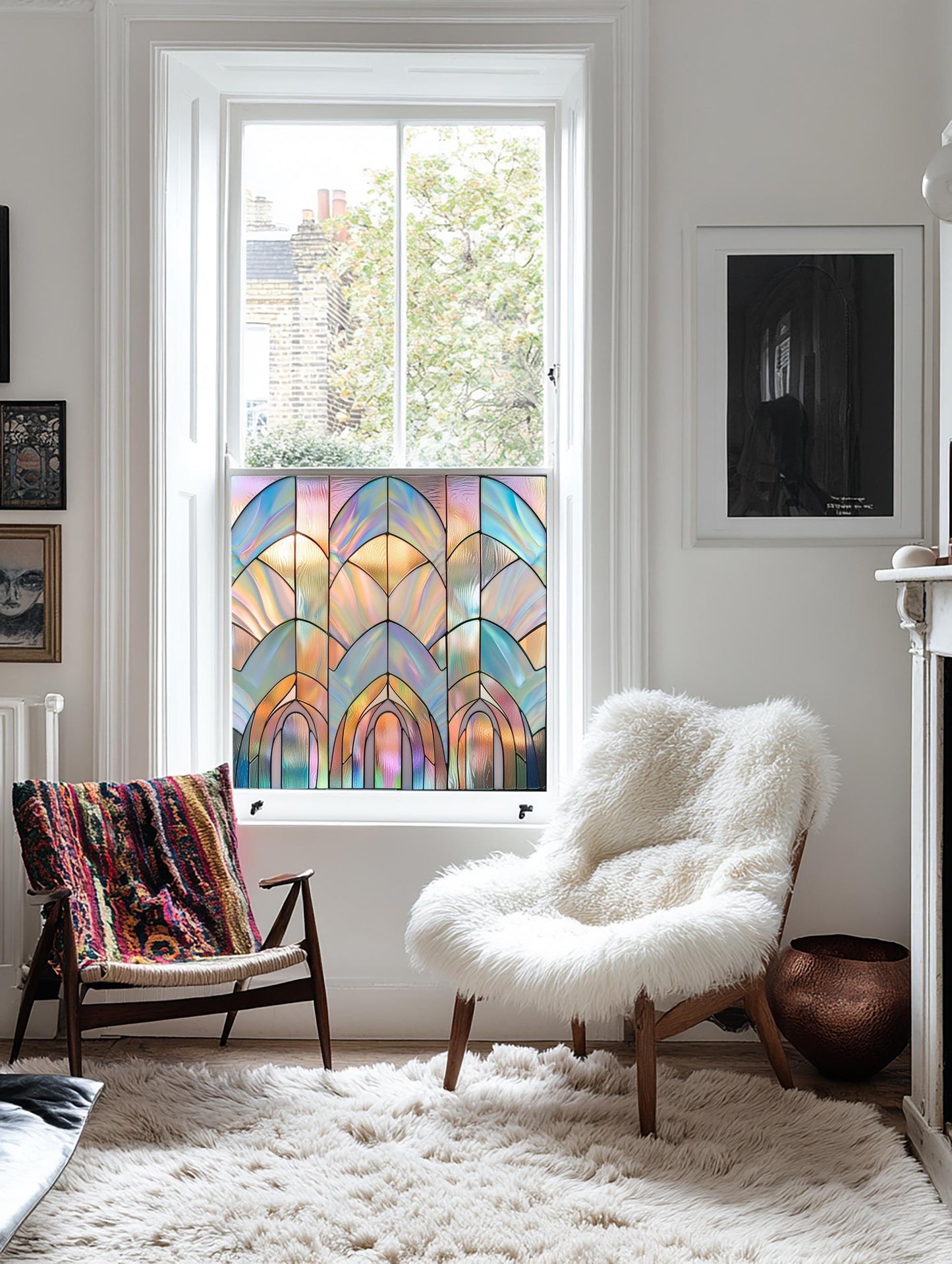 Window Film, Privacy Window Film, Art Deco Window Film, Decorative Window Film, Window, Front Door Window Film, Stained Glass Window Film Creative Windows