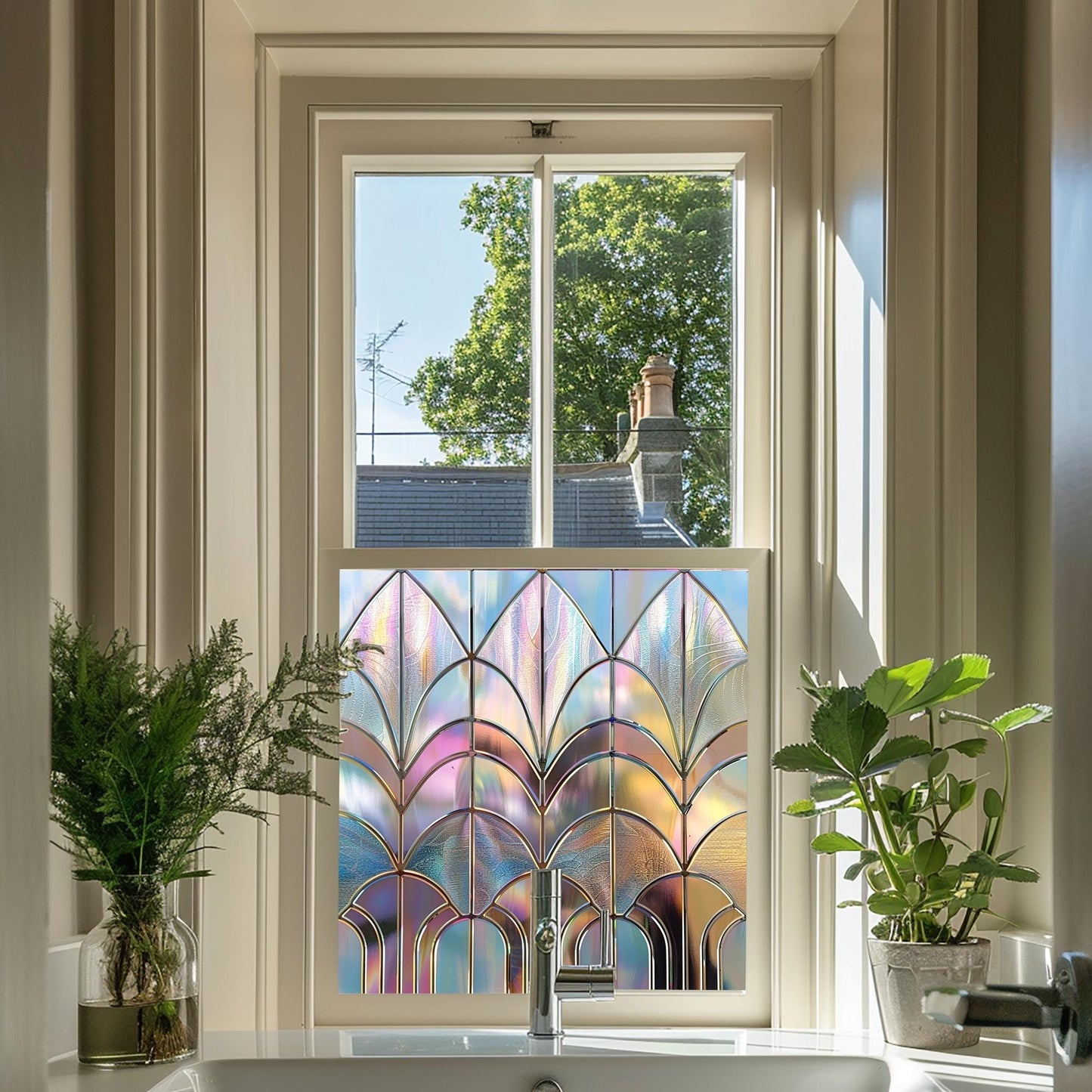 Window Film, Privacy Window Film, Art Deco Window Film, Decorative Window Film, Window, Front Door Window Film, Stained Glass Window Film Creative Windows