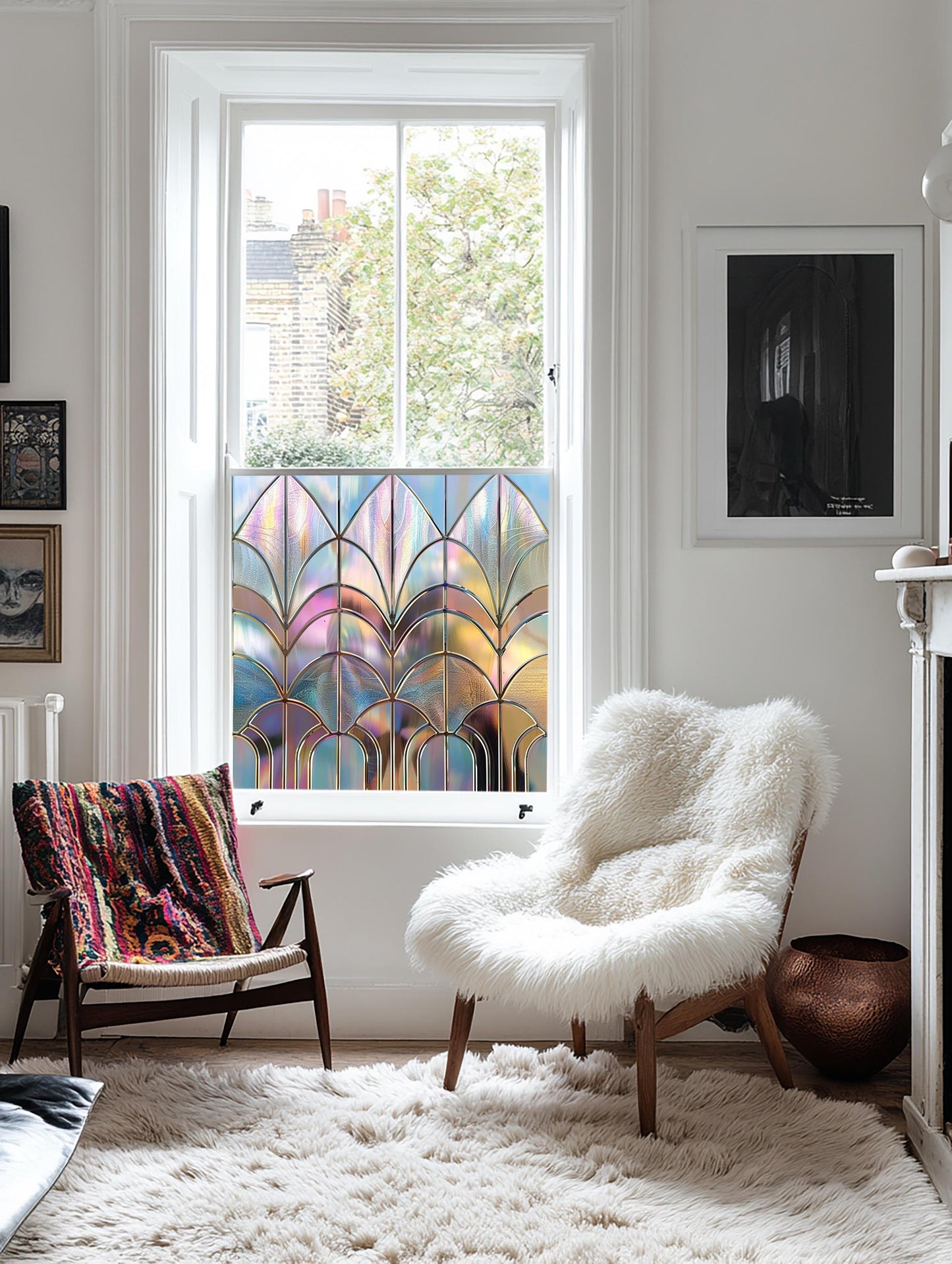Window Film, Privacy Window Film, Art Deco Window Film, Decorative Window Film, Window, Front Door Window Film, Stained Glass Window Film Creative Windows