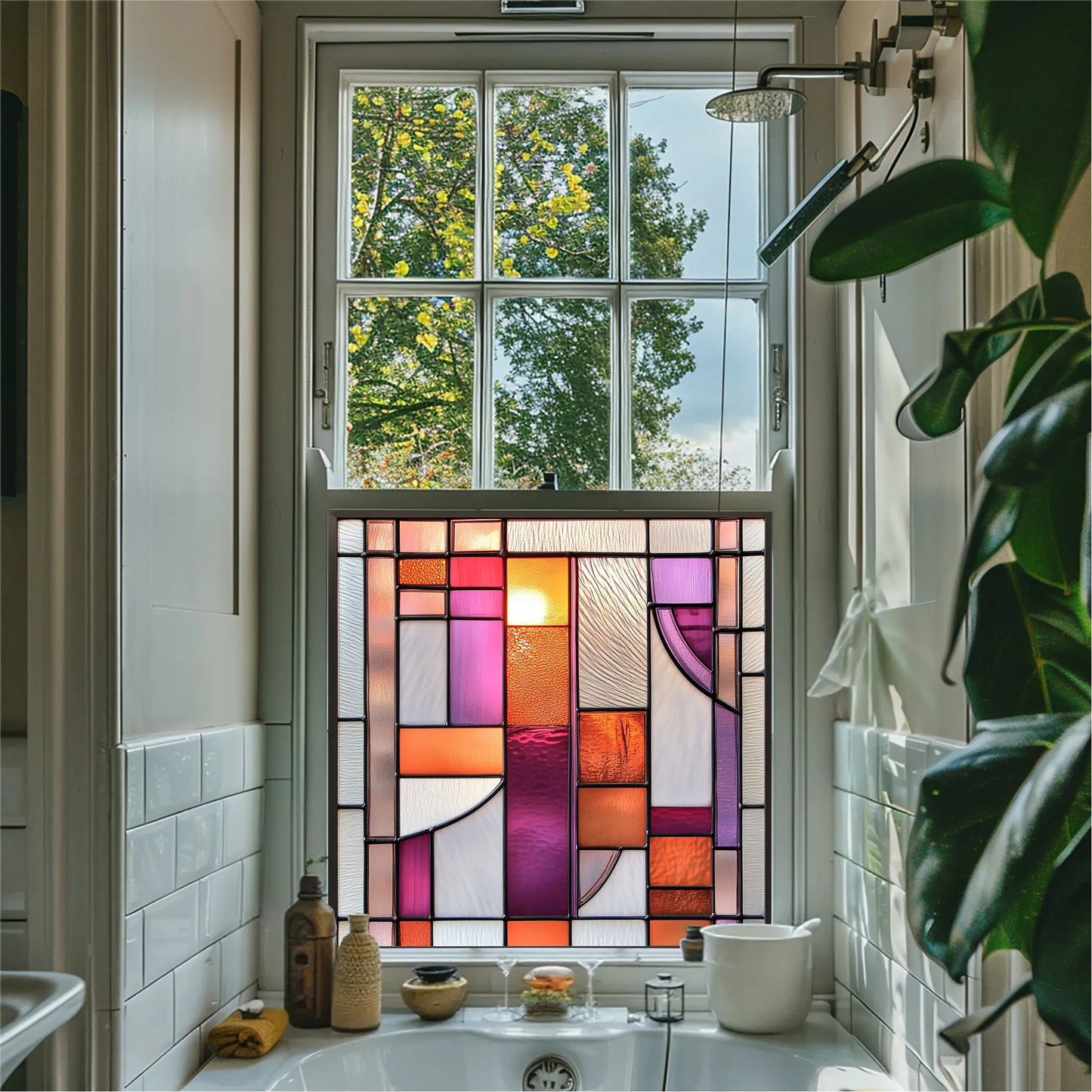 Art Deco Window Film - Nuvolento Privacy Stained Glass Window Film Creative Windows