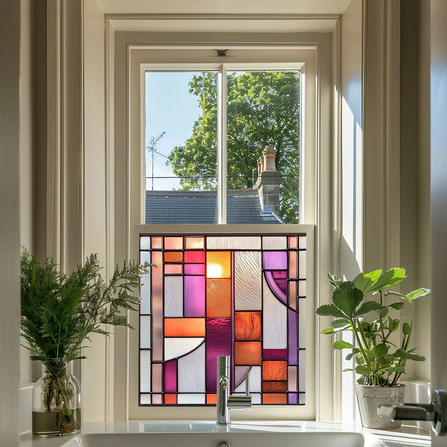 Art Deco Window Film - Nuvolento Privacy Stained Glass Window Film Creative Windows
