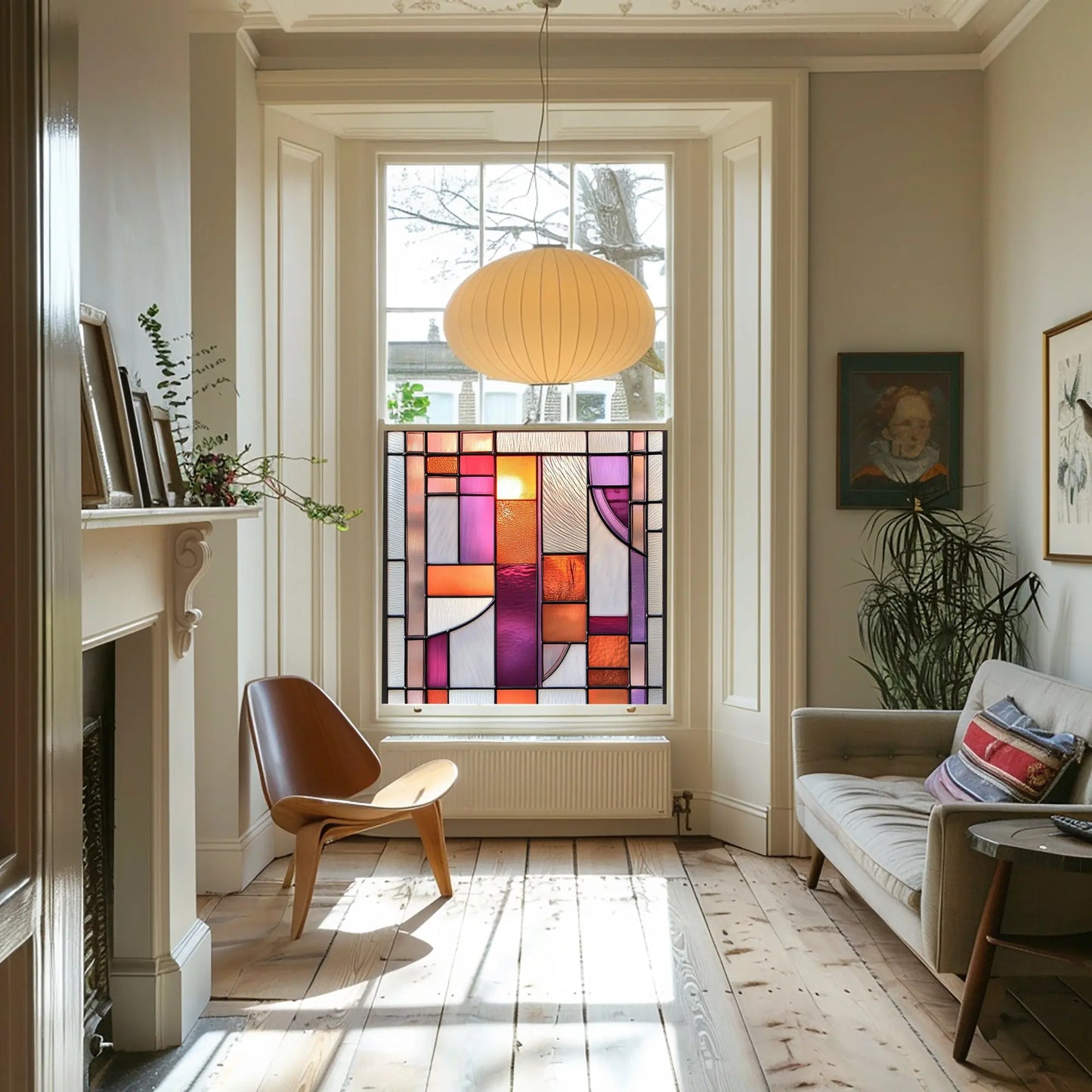 Art Deco Window Film - Nuvolento Privacy Stained Glass Window Film Creative Windows