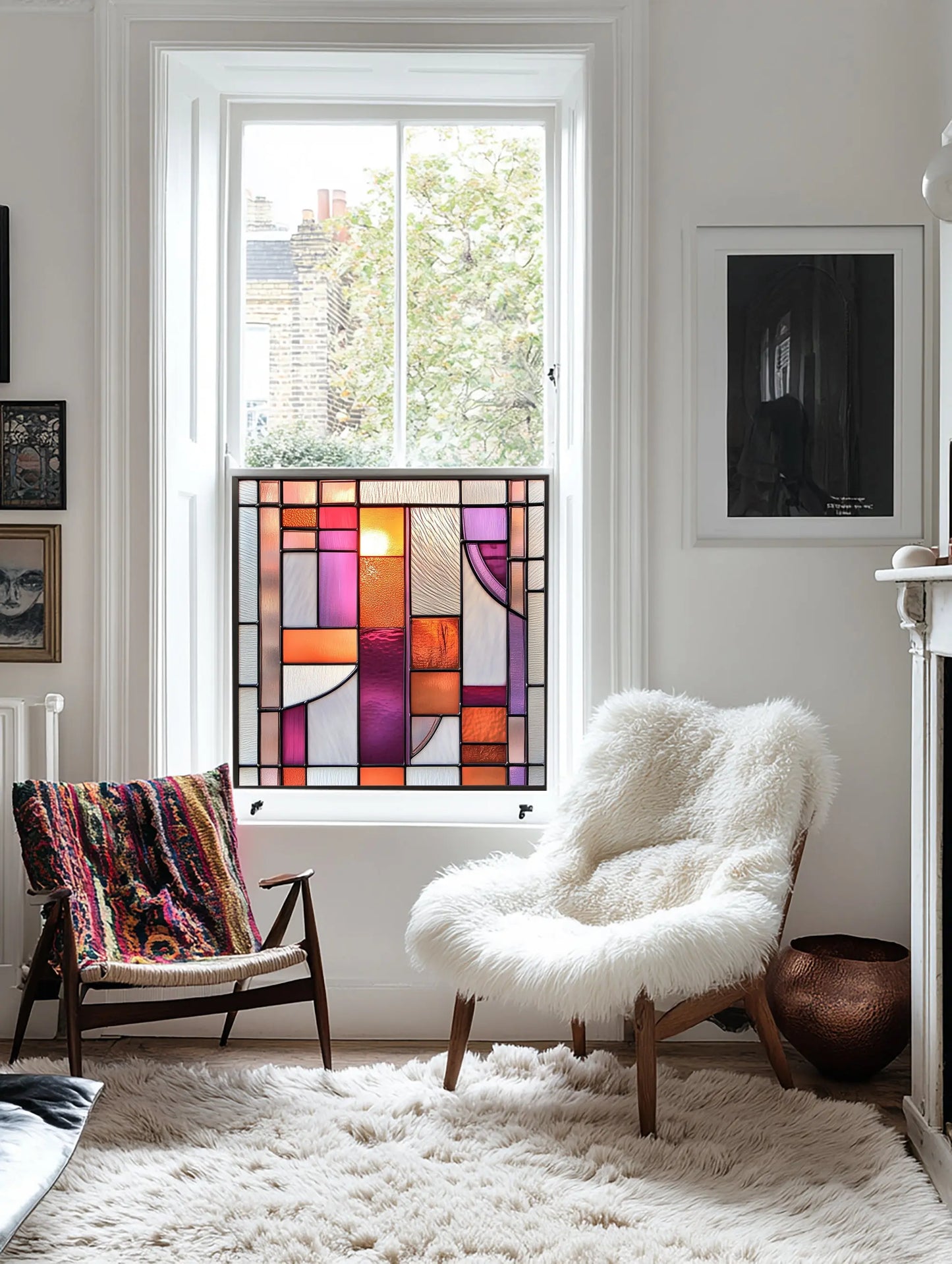 Art Deco Window Film - Nuvolento Privacy Stained Glass Window Film Creative Windows
