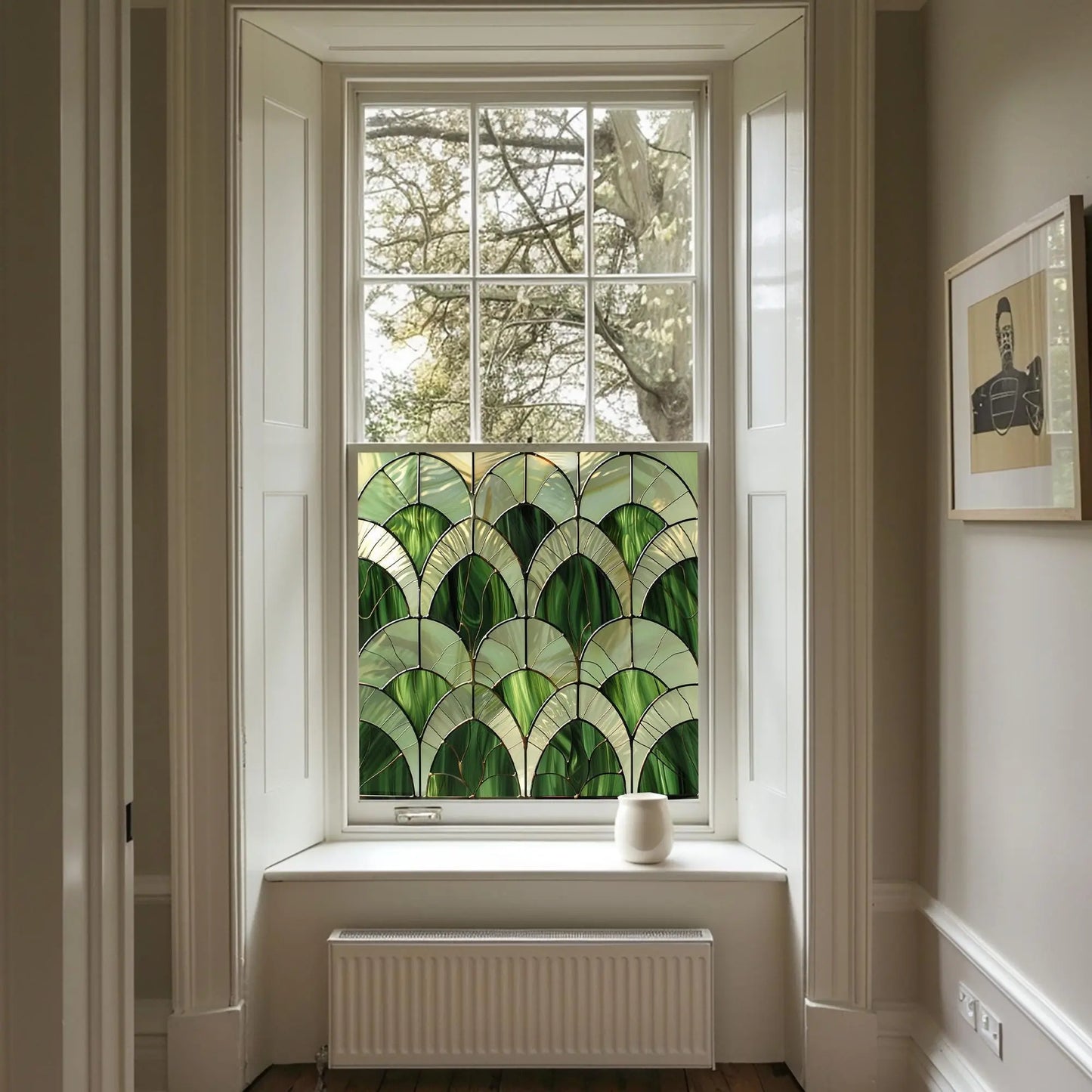 Green Art Deco Window Film: Apricale Stained Glass Privacy Window Film Creative Windows