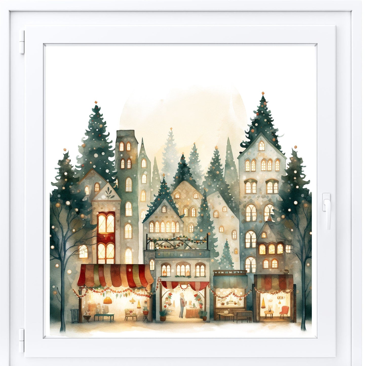 Christmas Window Sticker, Christmas Winter Scene Window Sticker, Double-Sided Reusable Christmas Window Sticker! Christmas Window Decal, Creative Windows