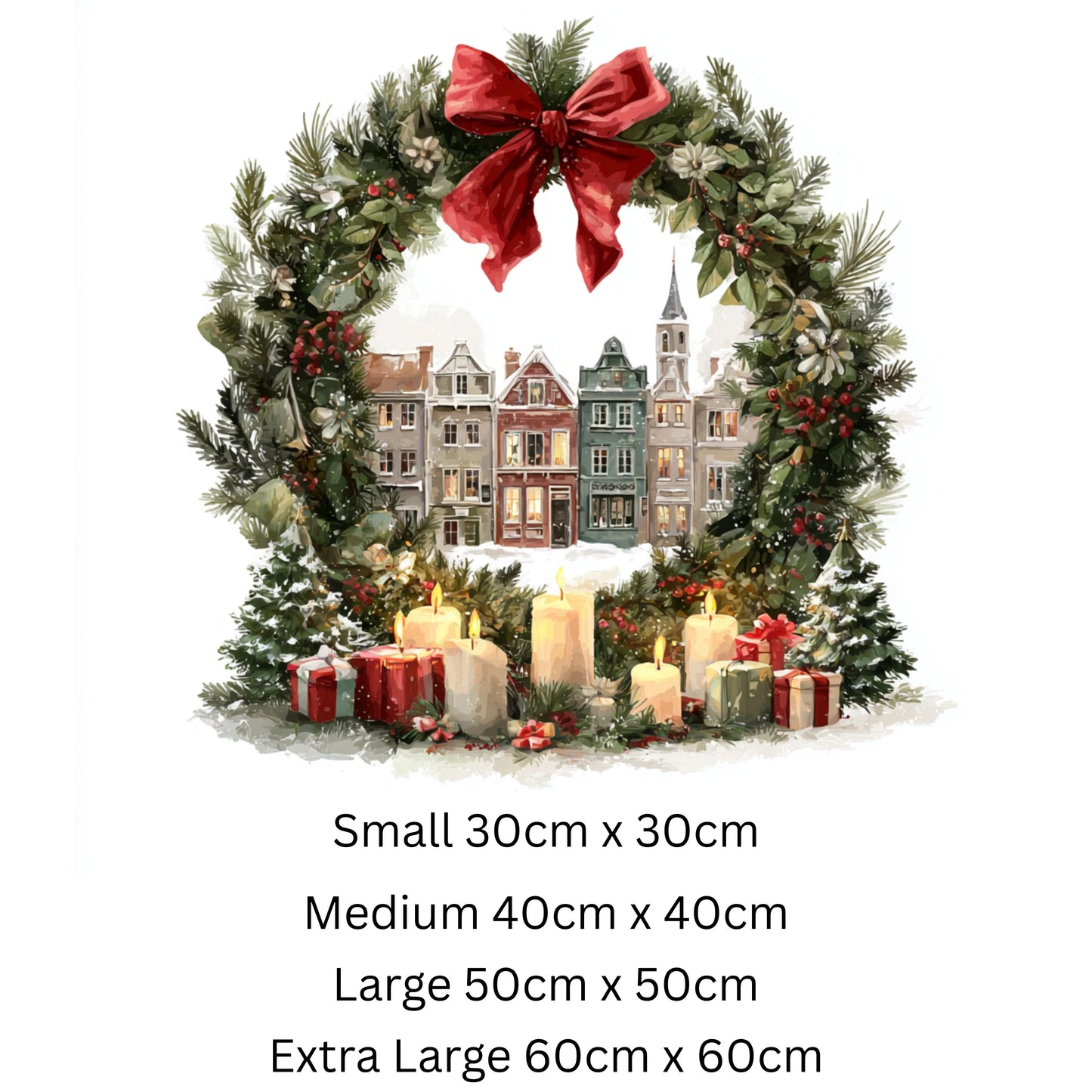 Christmas Village Wreath Window Sticker – Double Sided Reusable Festive Decor Creative Windows