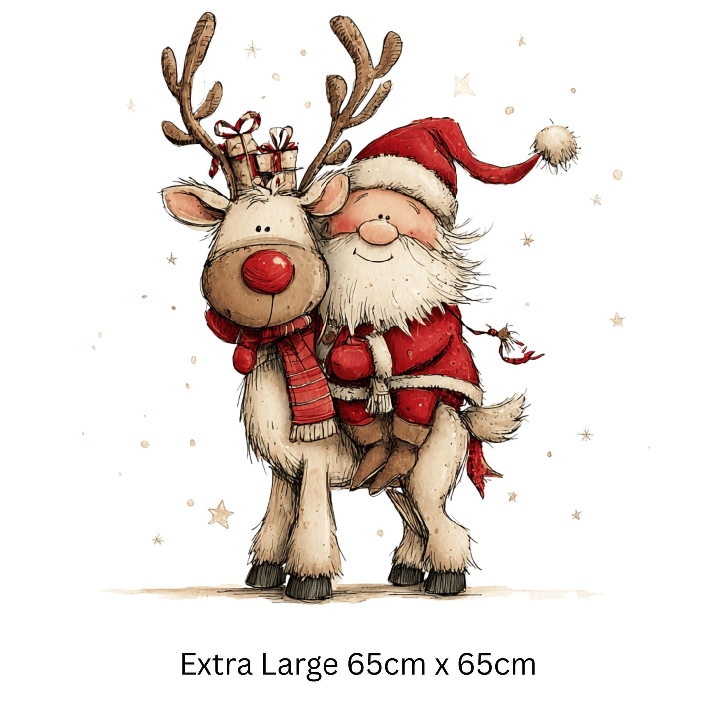 Santa Clause and Cute Reindeer Christmas Window Sticker