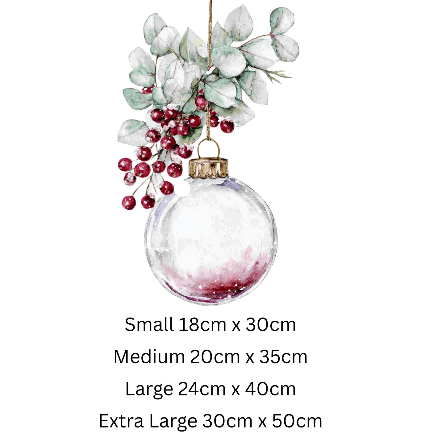 Christmas bauble window sticker with watercolour eucalyptus and berries Creative Windows