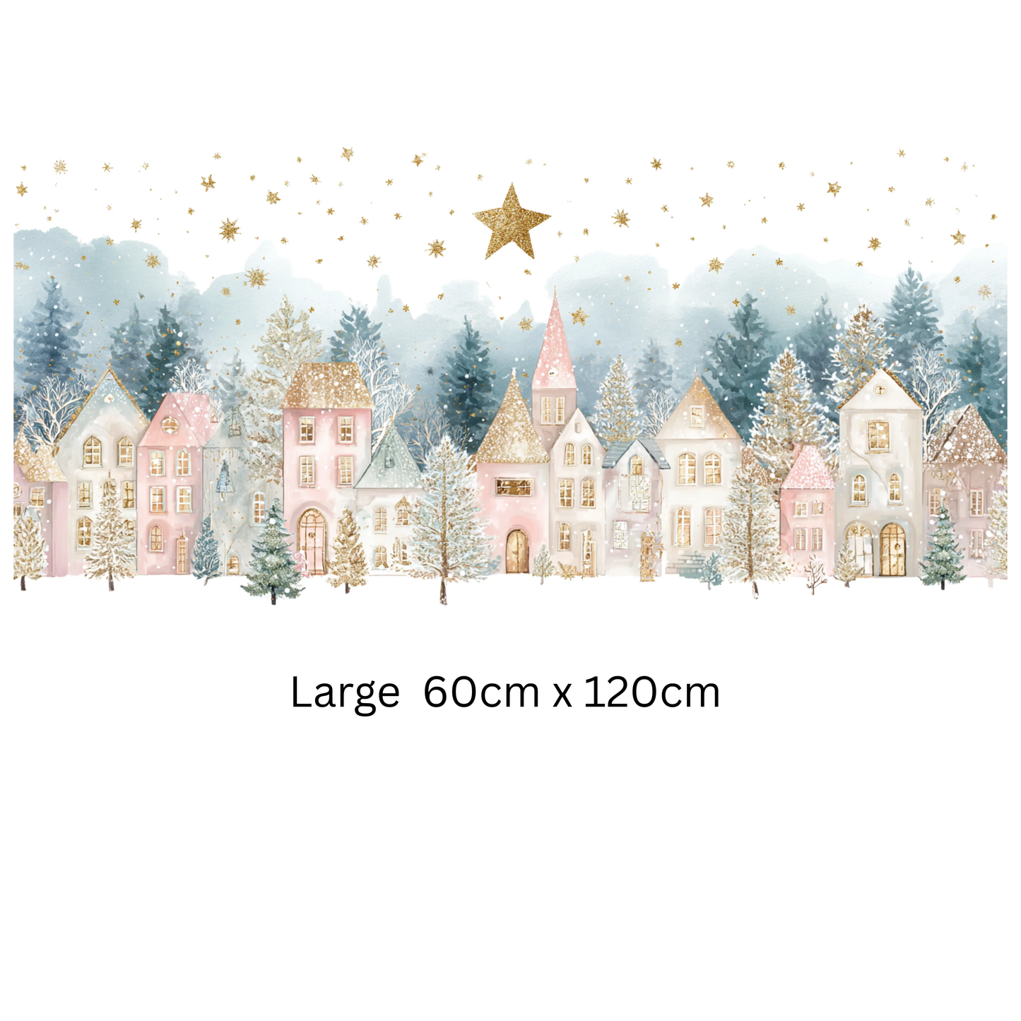 Double Sided Christmas Window Sticker, Winter Village Scene Creative Windows