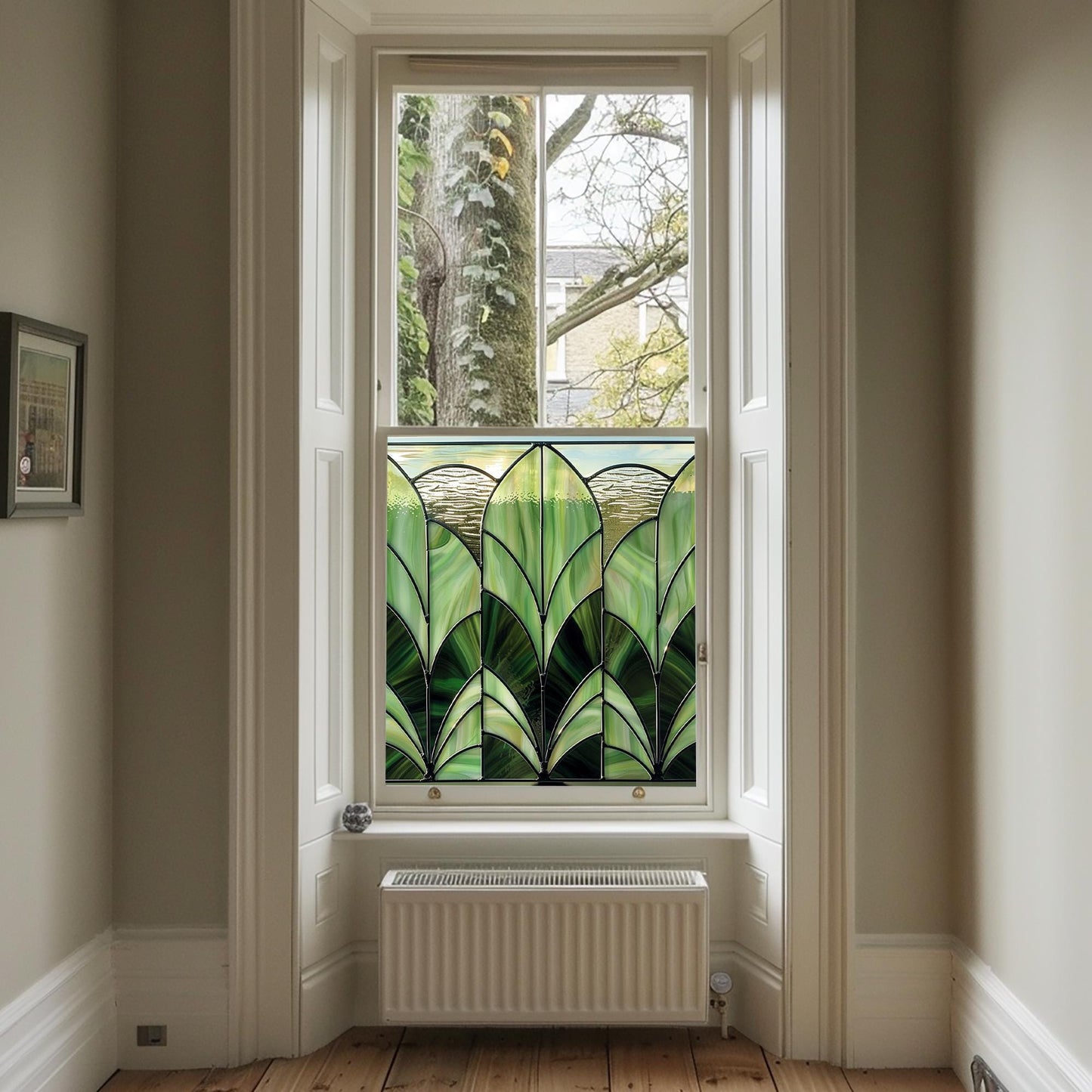 Green Window Film, Privacy Window Film, Art Deco Window Film, Decorative Window Film, Front Door Window Film, Stained Glass Window Film Creative Windows