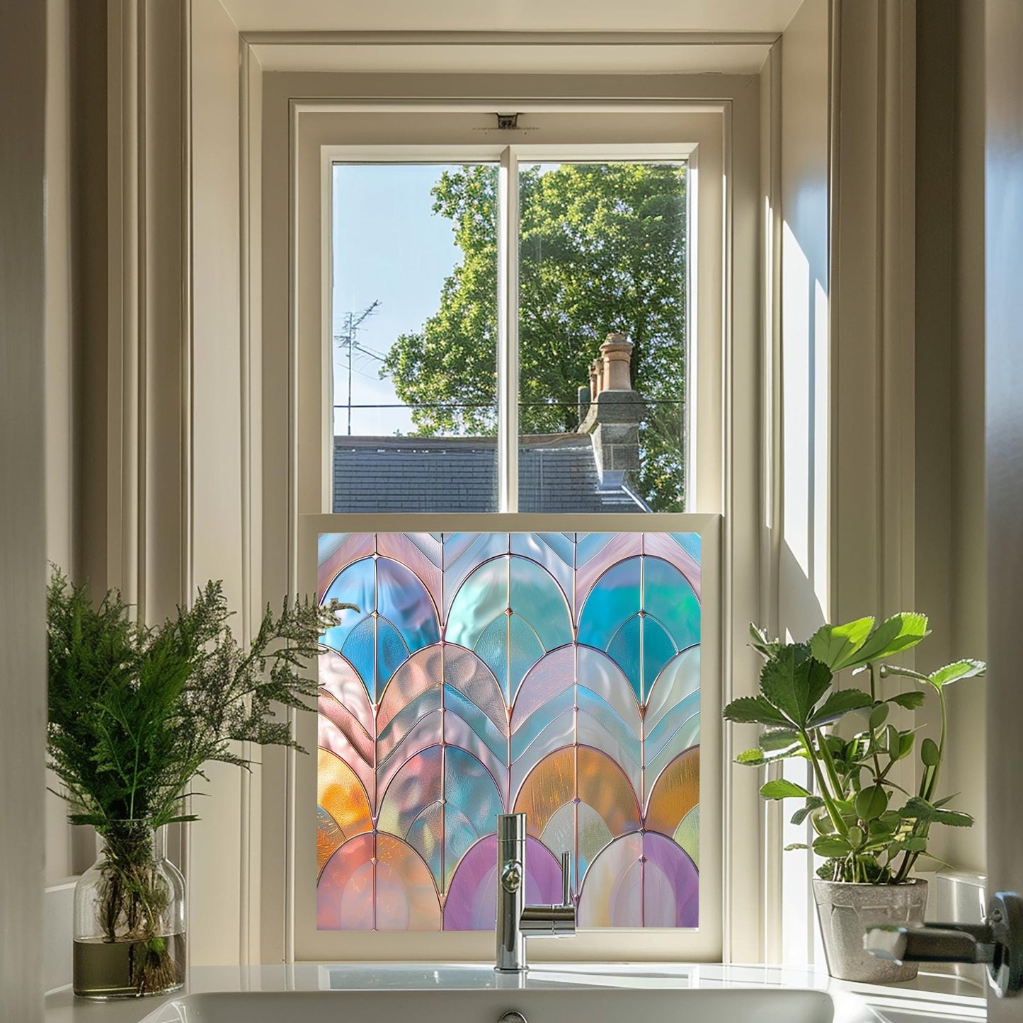 Window Film, Privacy Window Film, Art Deco Window Film, Decorative Window Film, Window, Front Door Window Film, Stained Glass Window Film Creative Windows