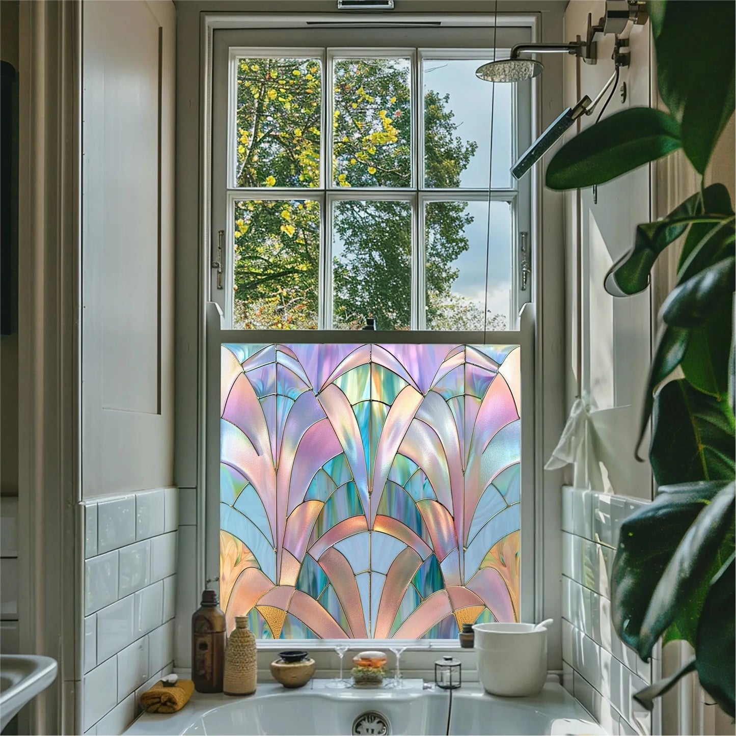 Window Film, Privacy Window Film, Art Deco Window Film, Decorative Window Film, Window, Front Door Window Film, Stained Glass Window Film Creative Windows