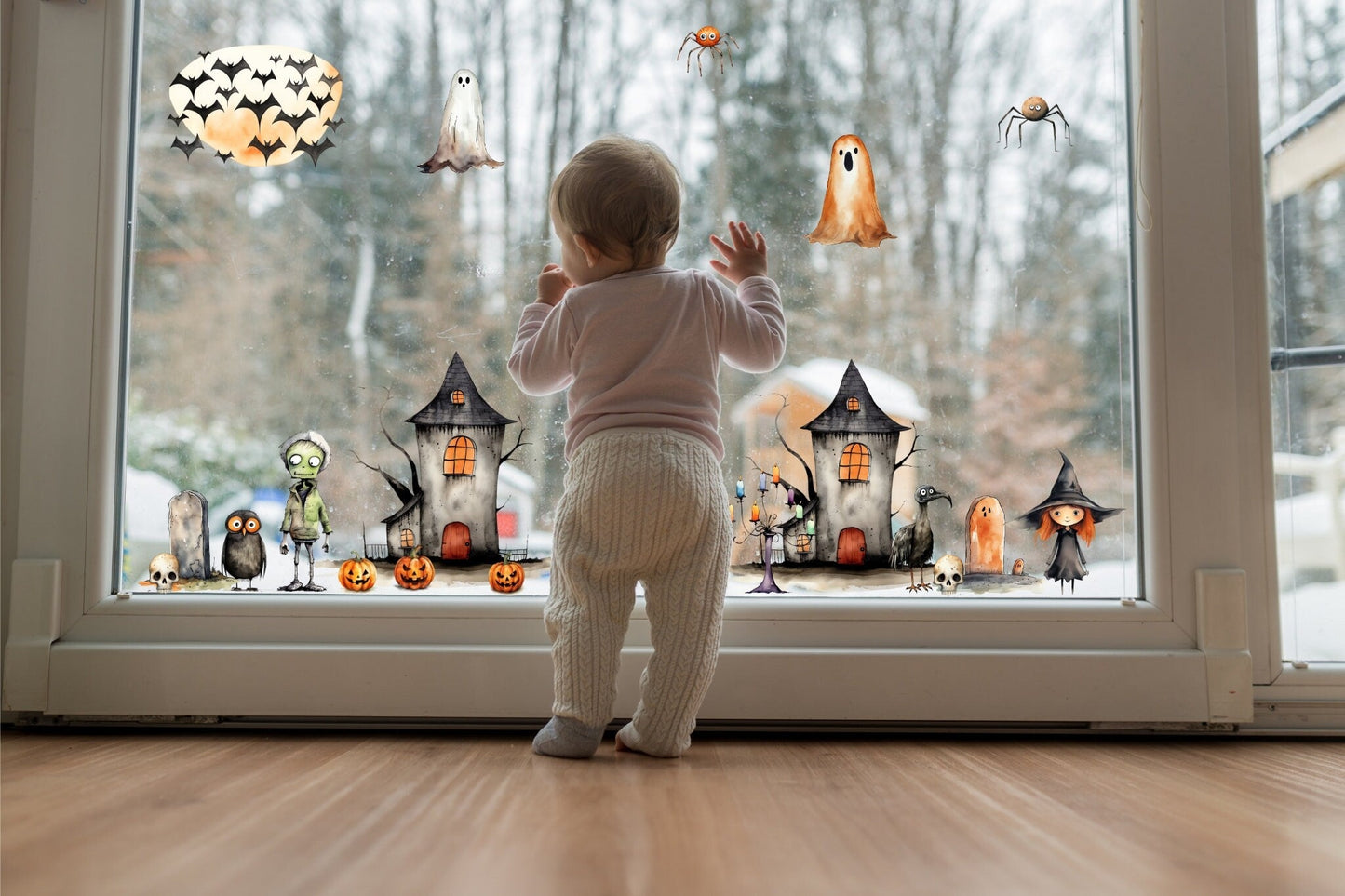 Double-Sided Reusable Halloween Window Stickers Creative Windows