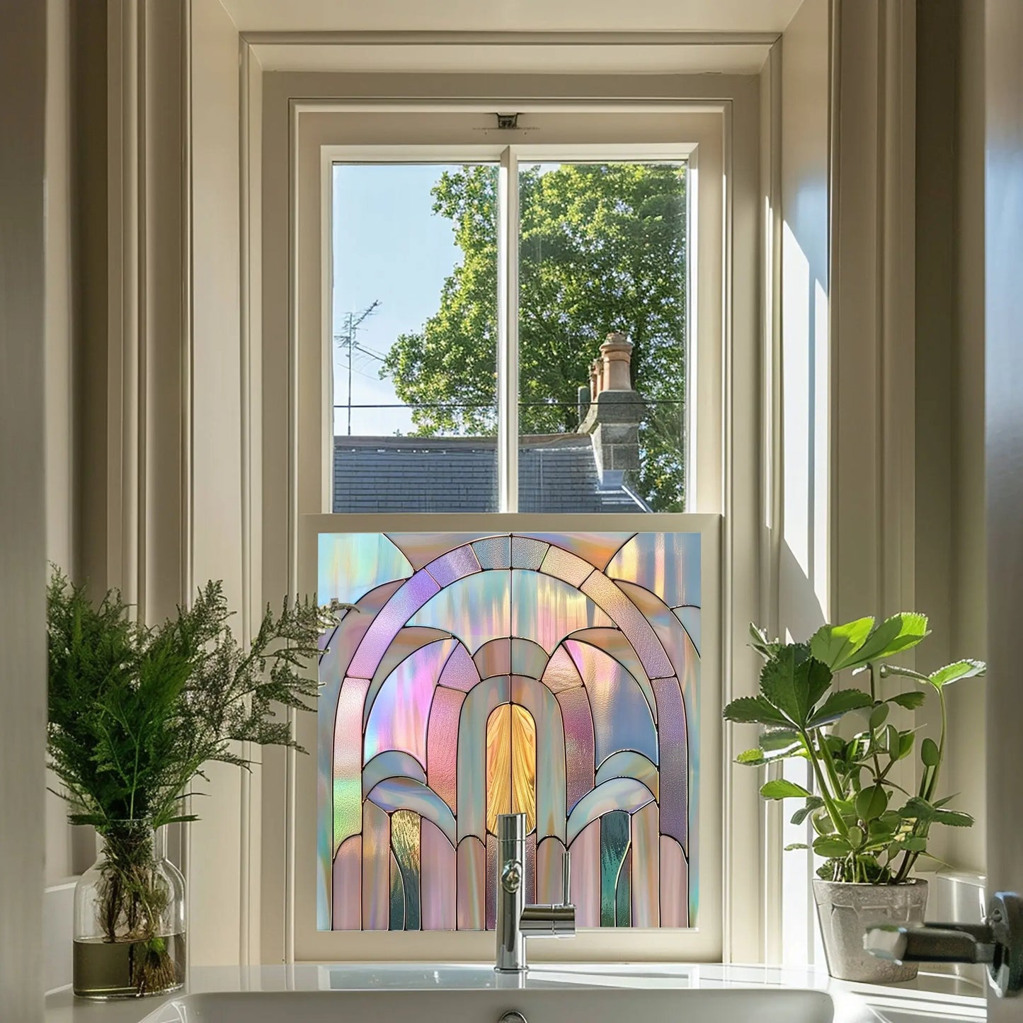 La Línea Stained Glass Privacy Window Film Creative Windows