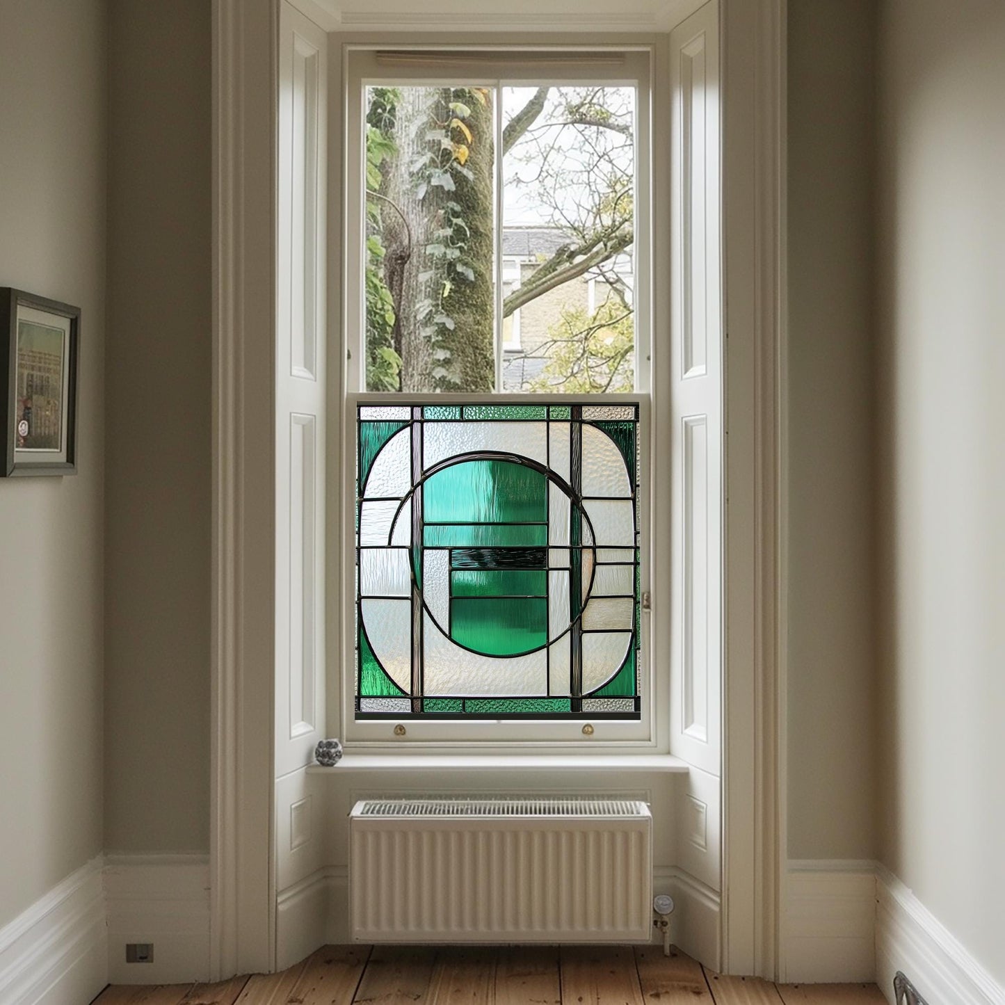 Green Art Deco Window Film, Decorative Window Film, Front Door Window Film, Stained Glass Window Film, Window Film, Privacy Window Film, Creative Windows