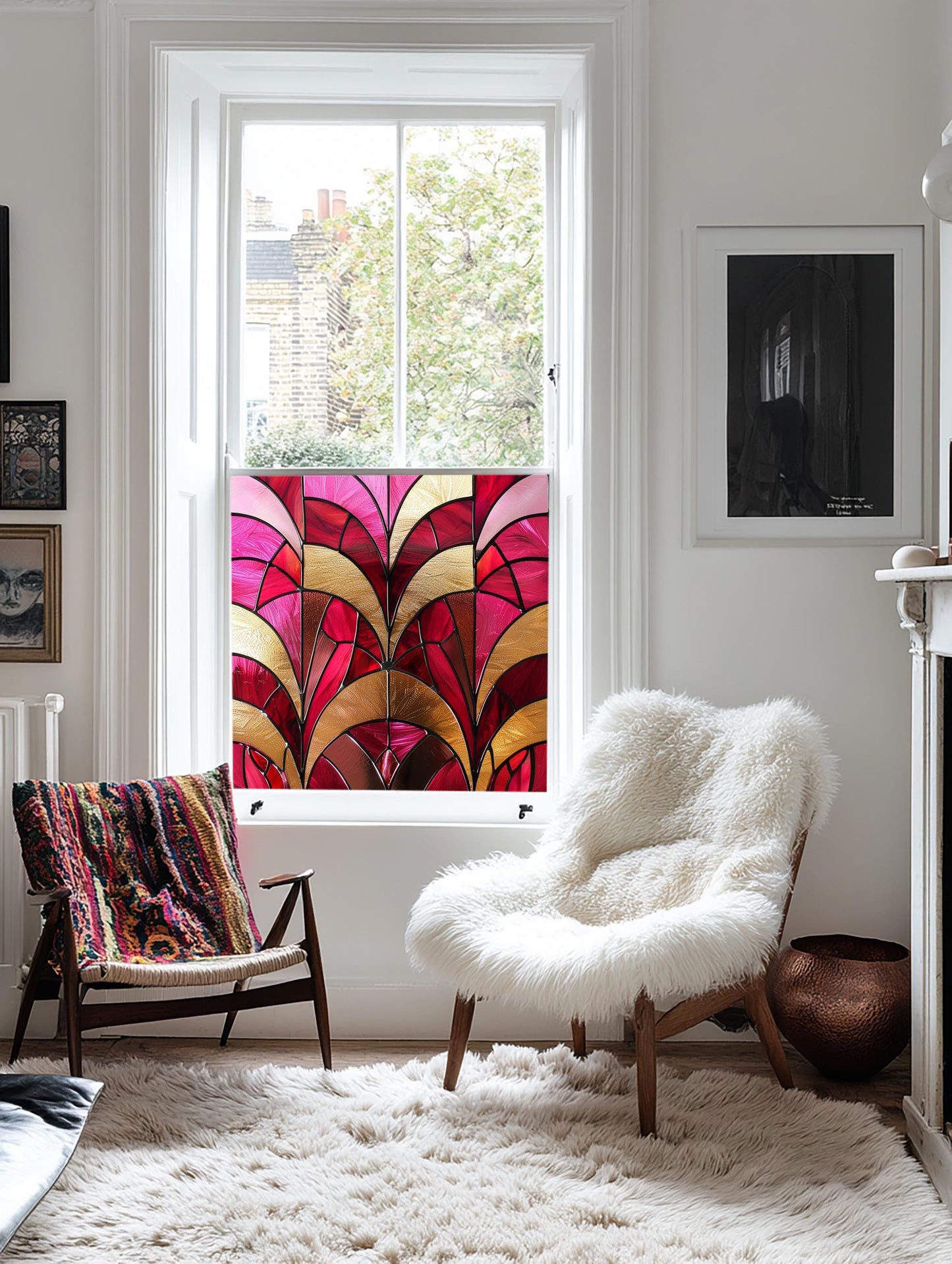 Window Film, Privacy Window Film, Art Deco Window Film, Decorative Window Film, Window, Front Door Window Film, Stained Glass Window Film Creative Windows