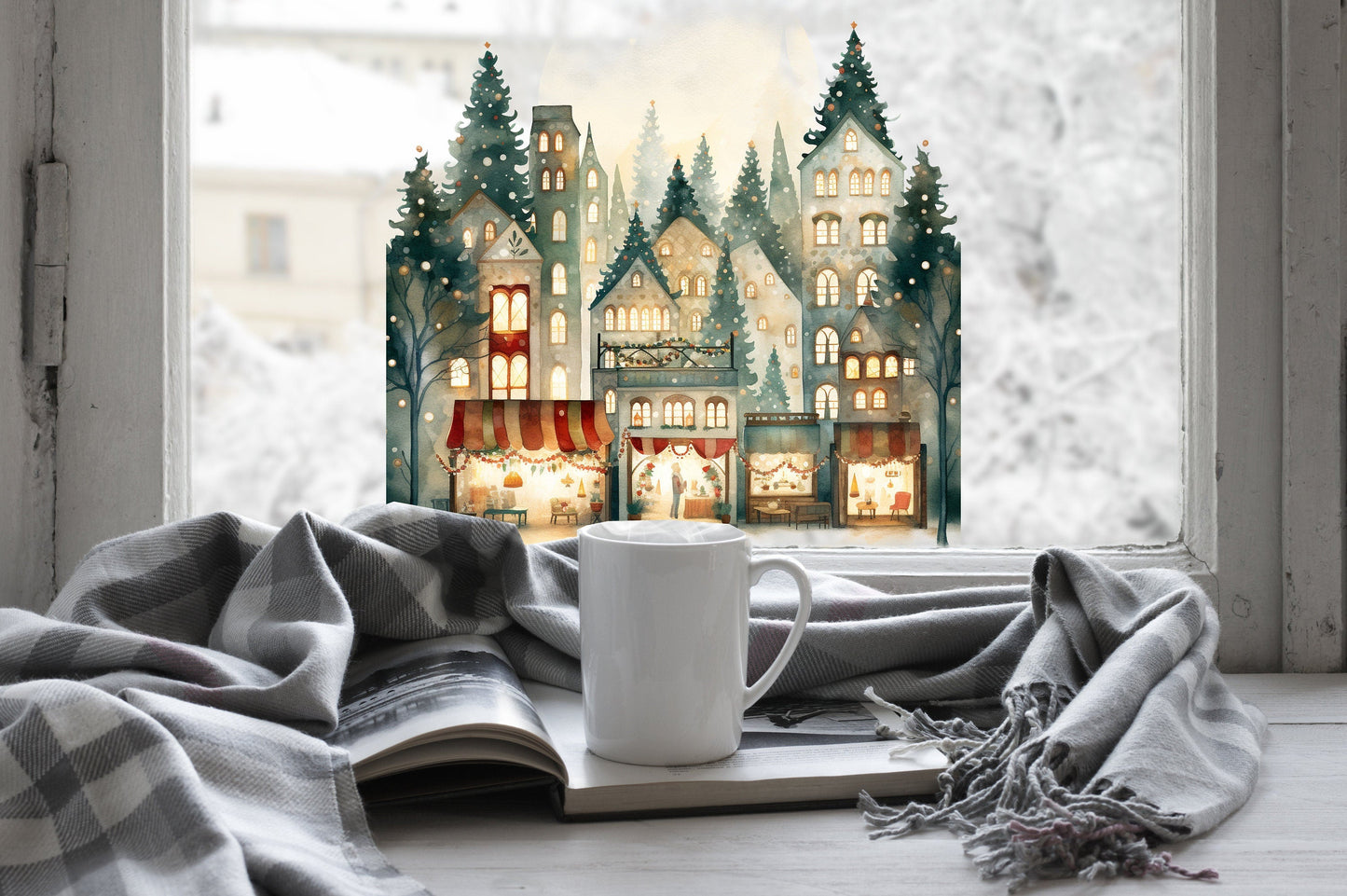 Christmas Window Sticker, Christmas Winter Scene Window Sticker, Double-Sided Reusable Christmas Window Sticker! Christmas Window Decal, Creative Windows