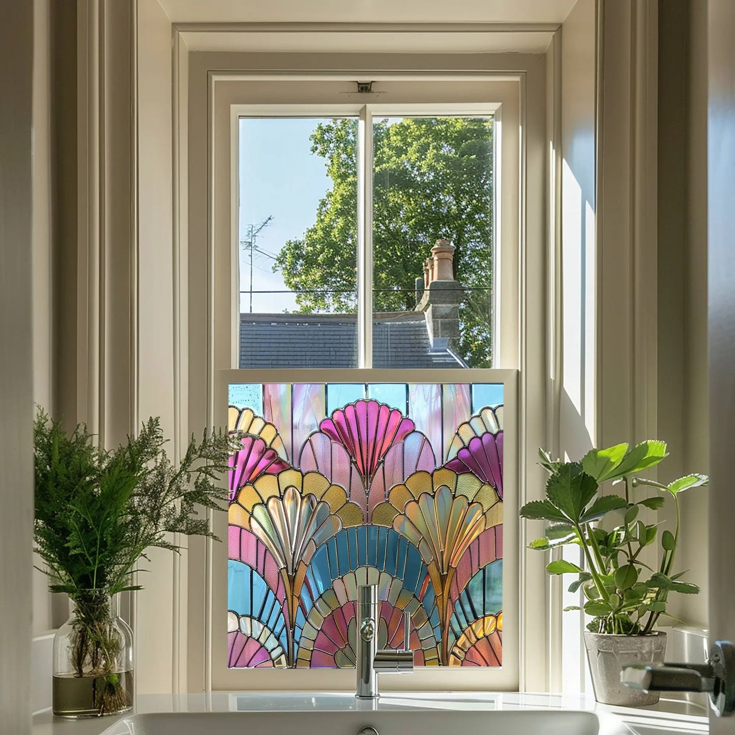 Zimone Privacy Stained  Glass Window Film Creative Windows