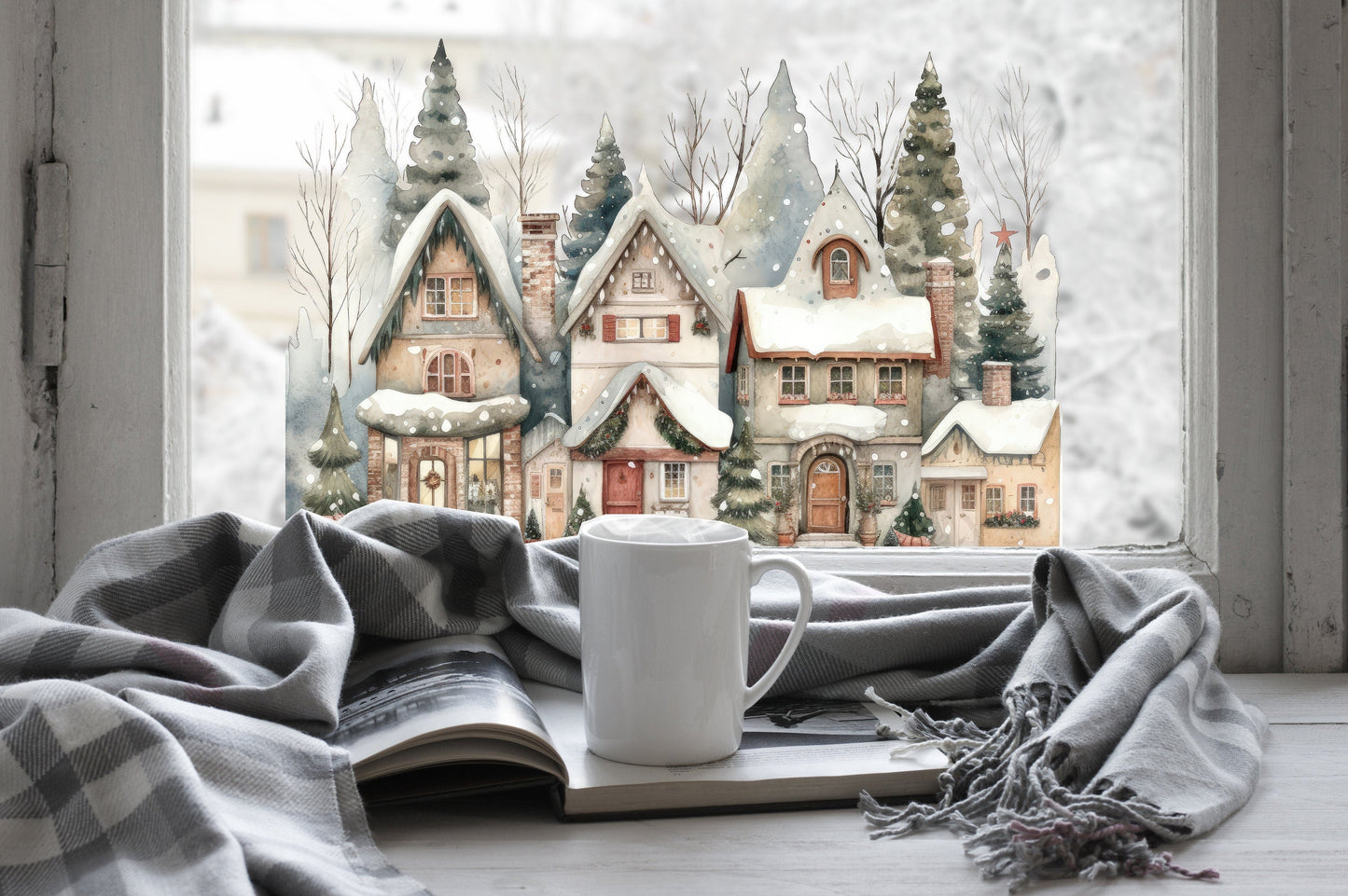 Christmas Window Sticker, Christmas Winter Scene Window Sticker, Double-Sided Reusable Christmas Window Sticker! Christmas Window Decal, Creative Windows