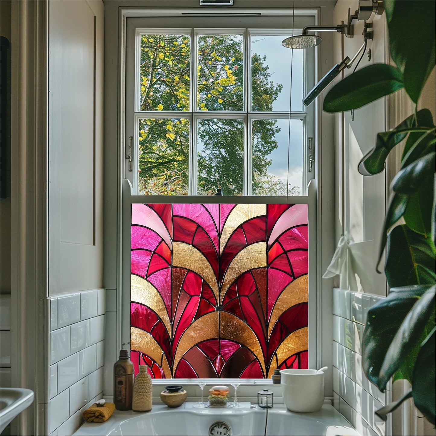 Window Film, Privacy Window Film, Art Deco Window Film, Decorative Window Film, Window, Front Door Window Film, Stained Glass Window Film Creative Windows