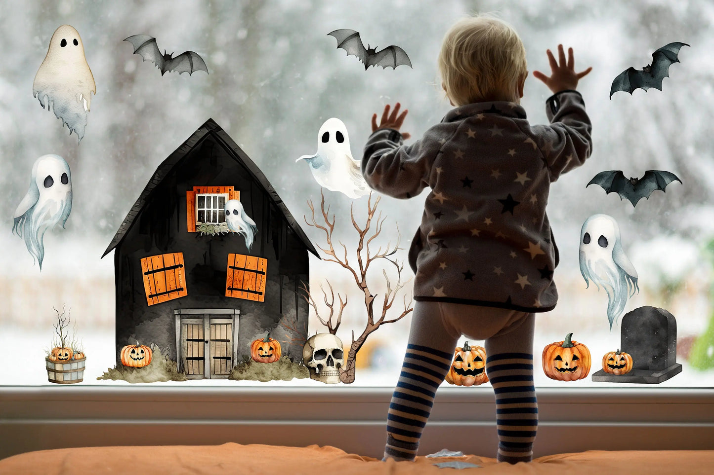 Reusable Halloween Window Stickers: Ghost, Witch, Pumpkin Designs Creative Windows