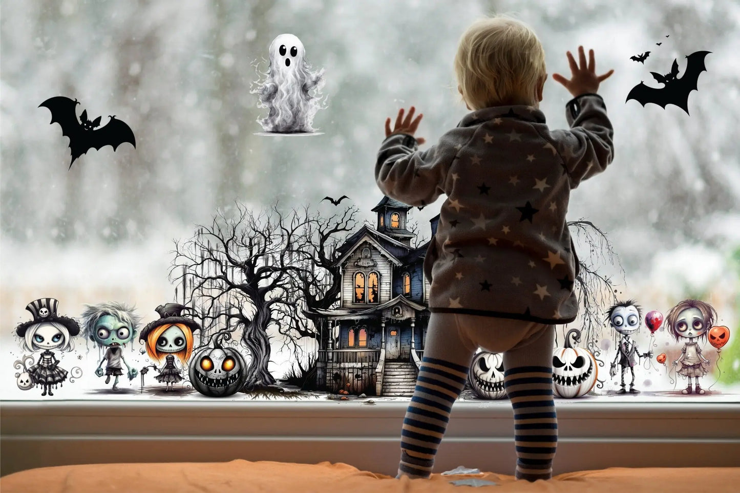 Spook up your home with our Haunted House window stickers, Double-Sided Reusable Halloween Window Stickers, Halloween Window Stickers Creative Windows