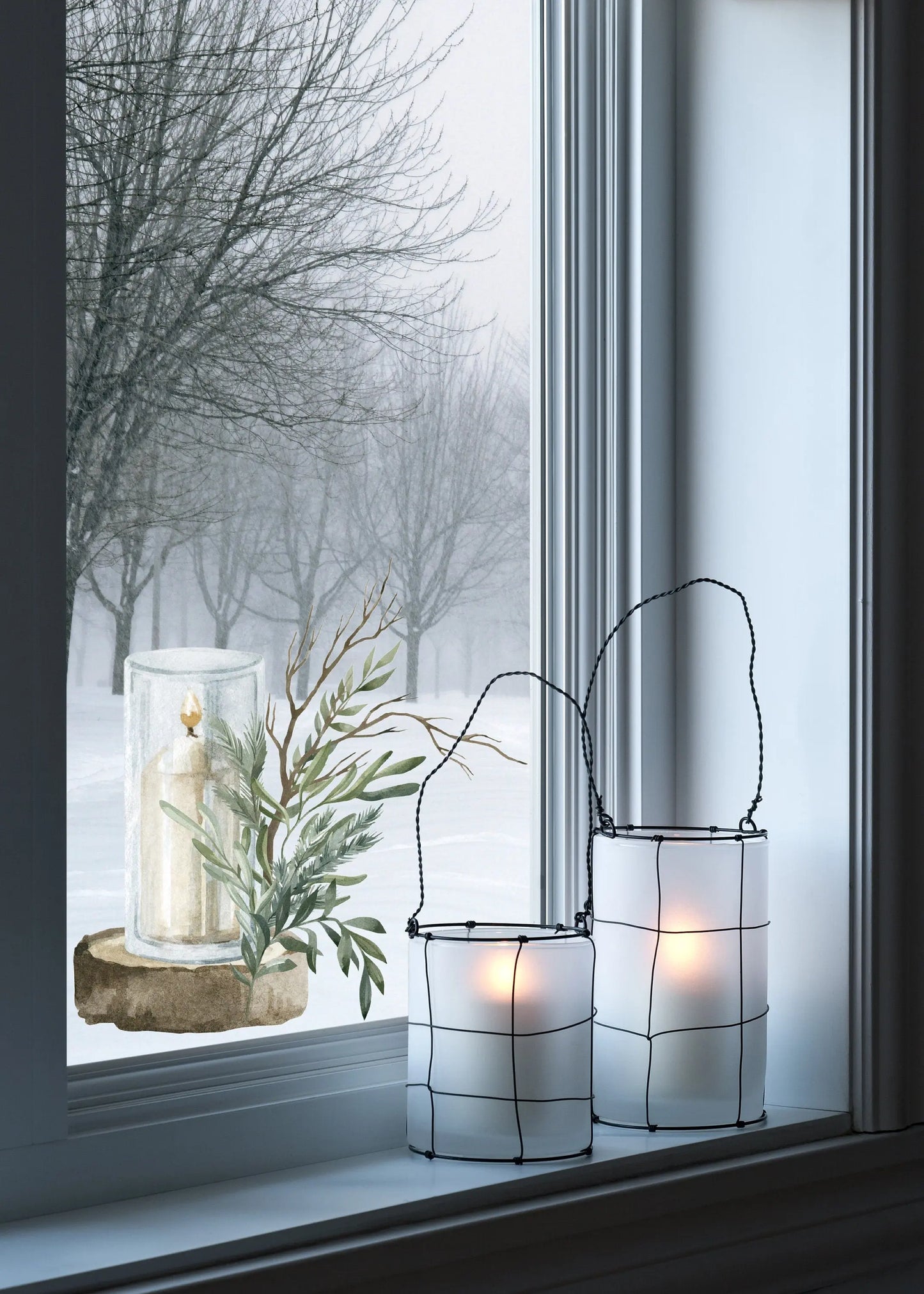 Transform Your Home with Festive Christmas Candle Window Stickers - Add Cosy Ambiance to Your Holiday Decorations!" Candle Window Stickers Creative Windows
