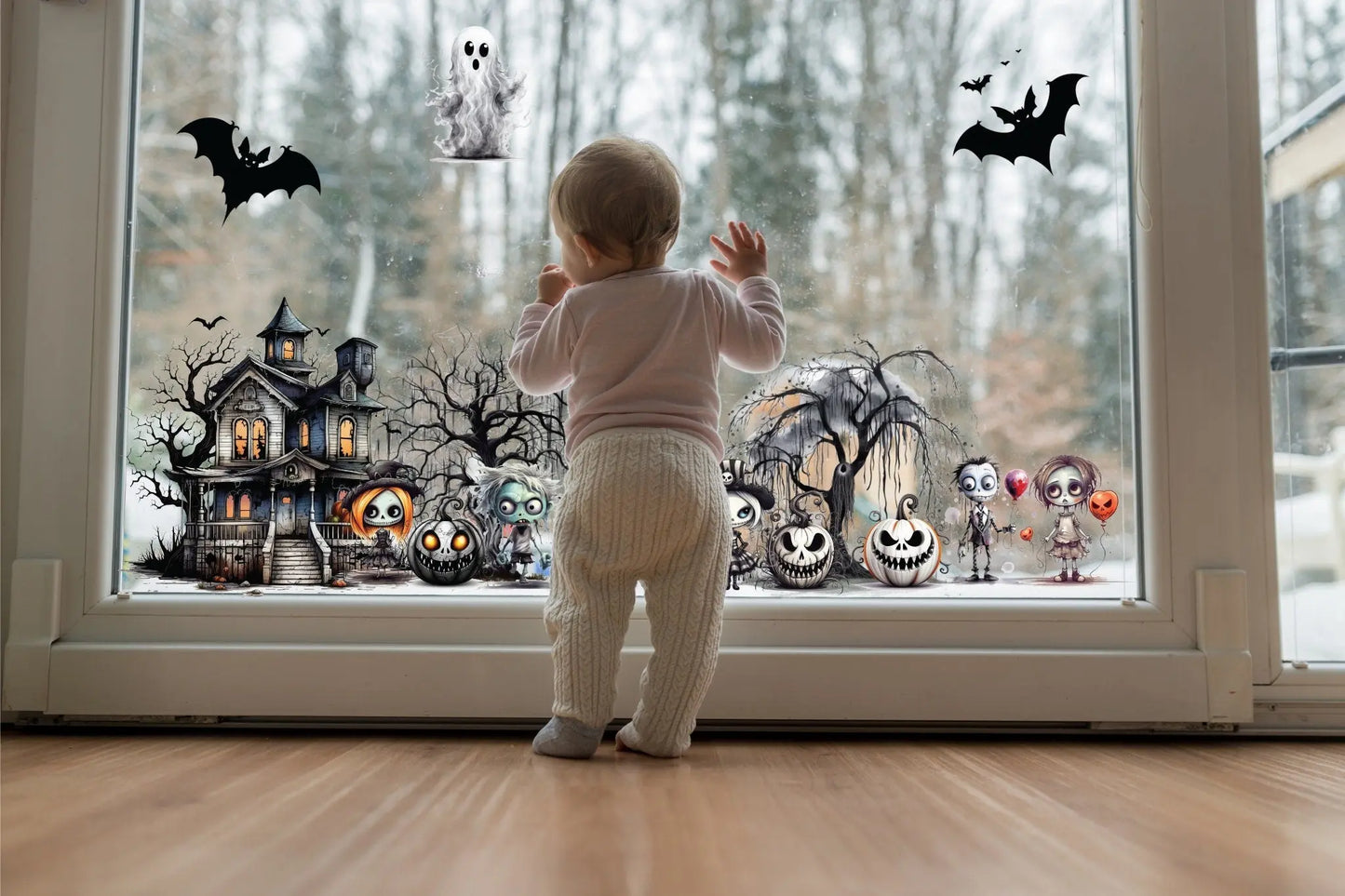 Spook up your home with our Haunted House window stickers, Double-Sided Reusable Halloween Window Stickers, Halloween Window Stickers Creative Windows