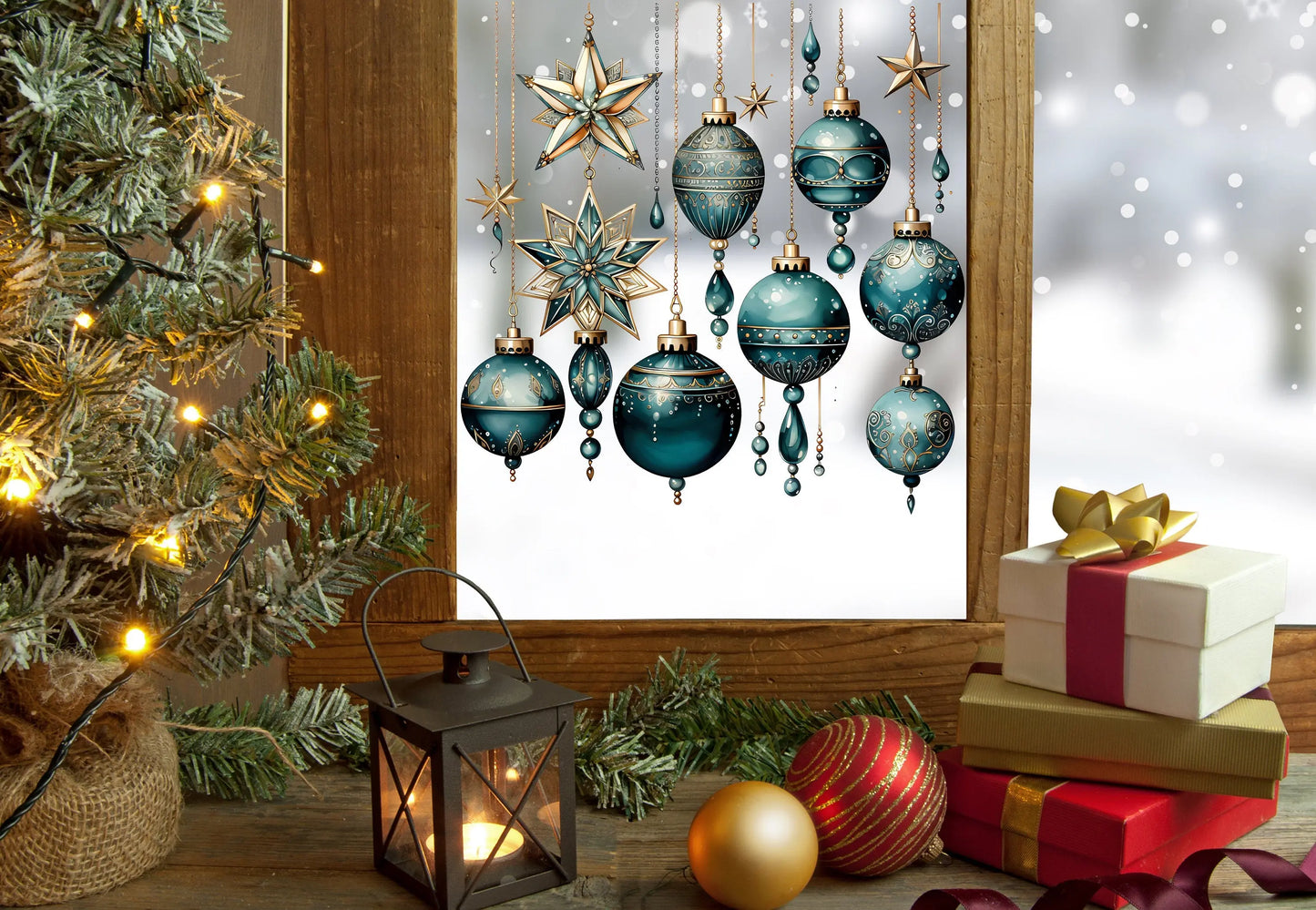 Bring the Magic Home with Double-Sided Reusable Enchanting Christmas Double-Sided Reusable Bauble Window Sticker Set, Christmas Window Decal Creative Windows