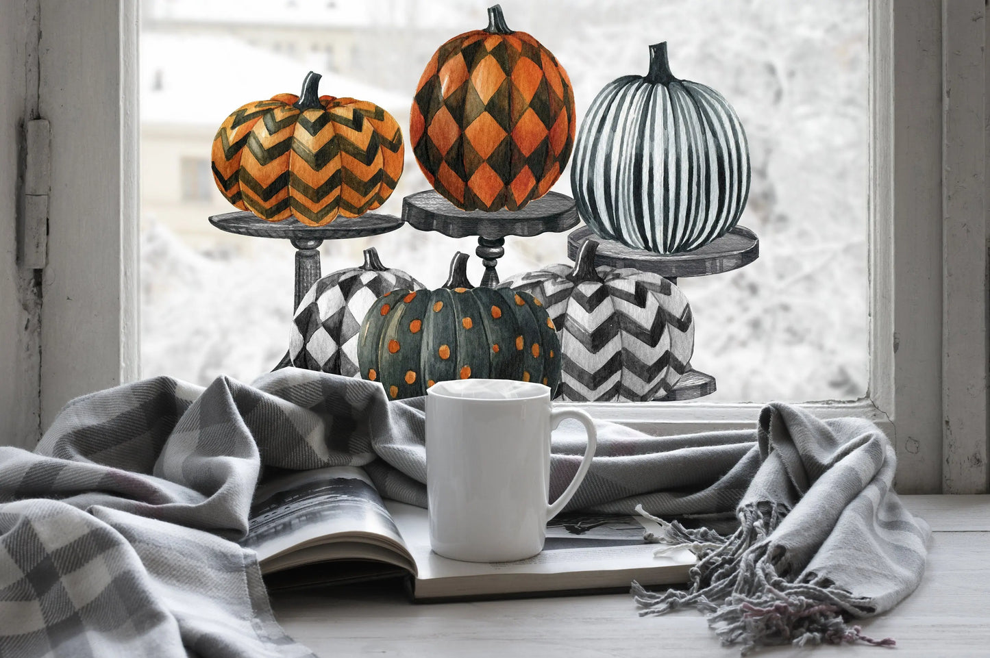 Pumpkin window Decals, Halloween window stickers, Halloween Window Decorations, Autumn window clings, Reusable Pumpkin Stickers Creative Windows