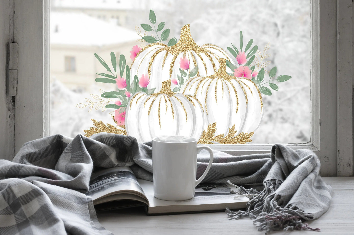 Pumpkin window Decals, Autumn window stickers, Halloween Window Decorations, Autumn window clings, Reusable Pumpkin Stickers Creative Windows