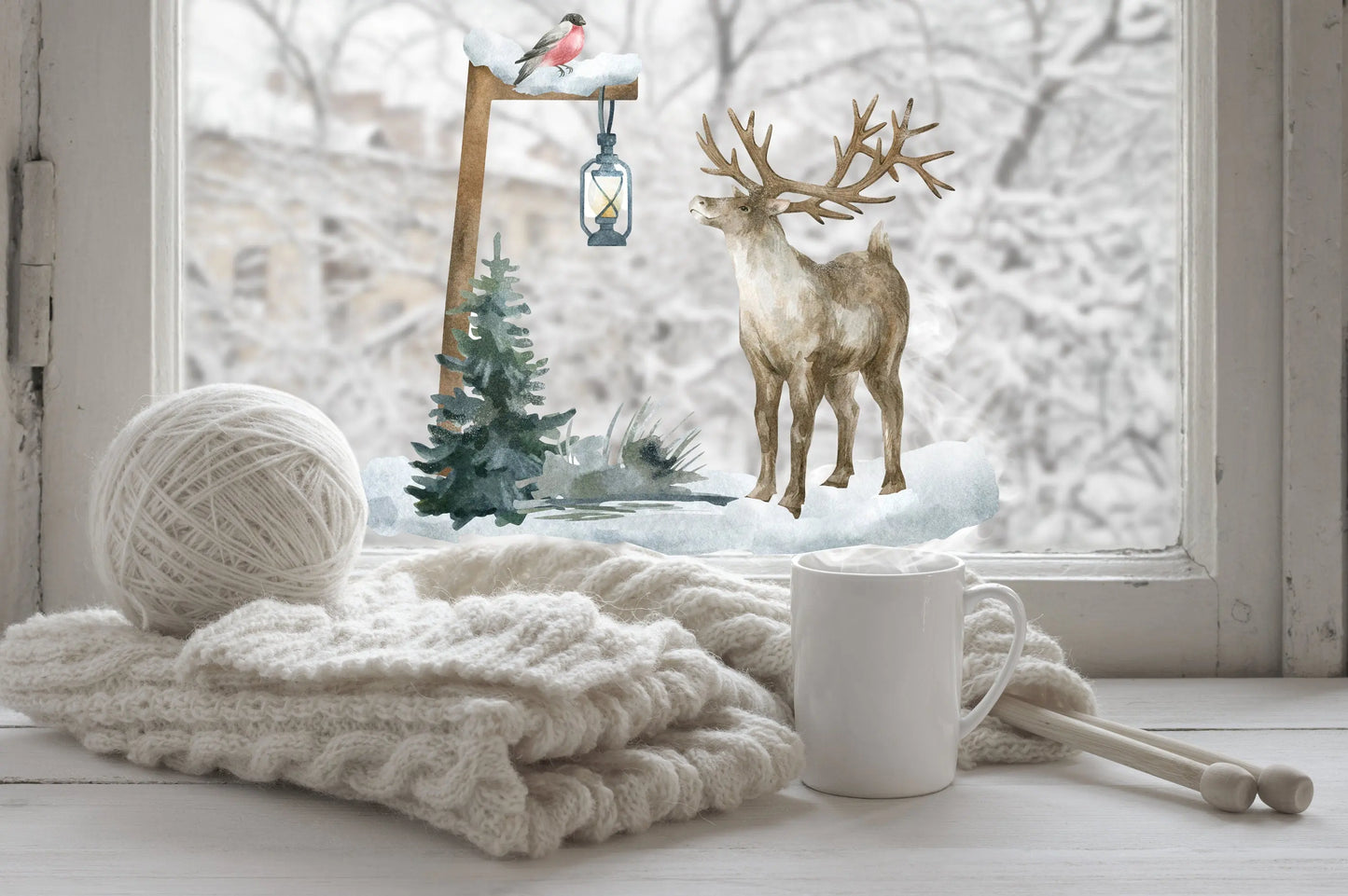 Christmas Window Stickers, Double-Sided Reusable Christmas scene Window Sticker, Christmas Window Decal, Christmas Window Decorations, Creative Windows