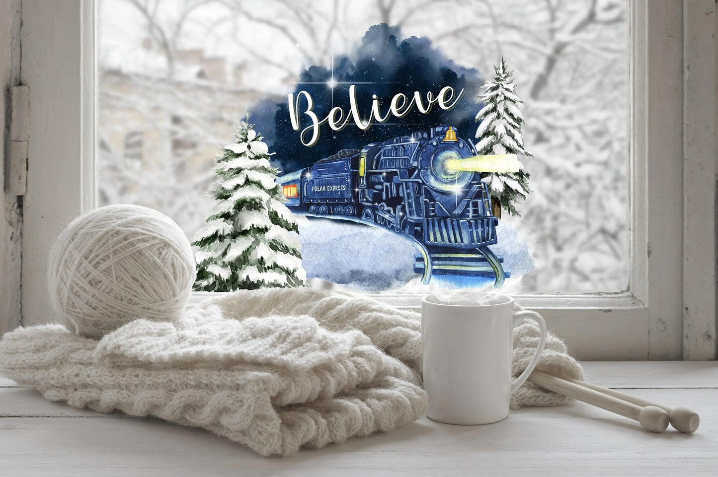 Double-Sided Christmas Window Sticker: Reusable Winter Scene Decal Creative Windows