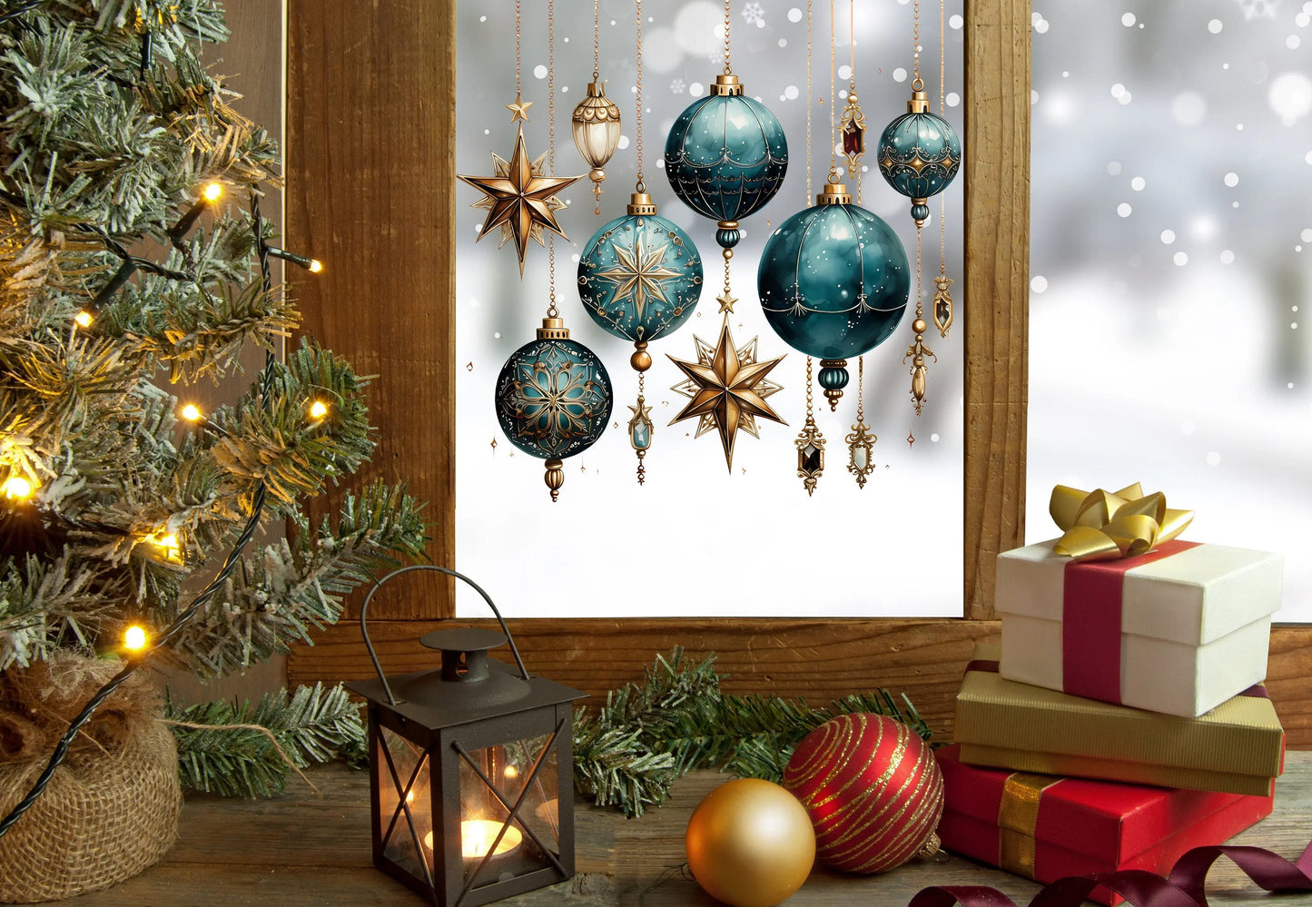 Reusable Bauble Window Sticker Set, Christmas Window Stickers, Christmas Window Decorations, Bauble Window Stickers, Bauble Stickers Creative Windows