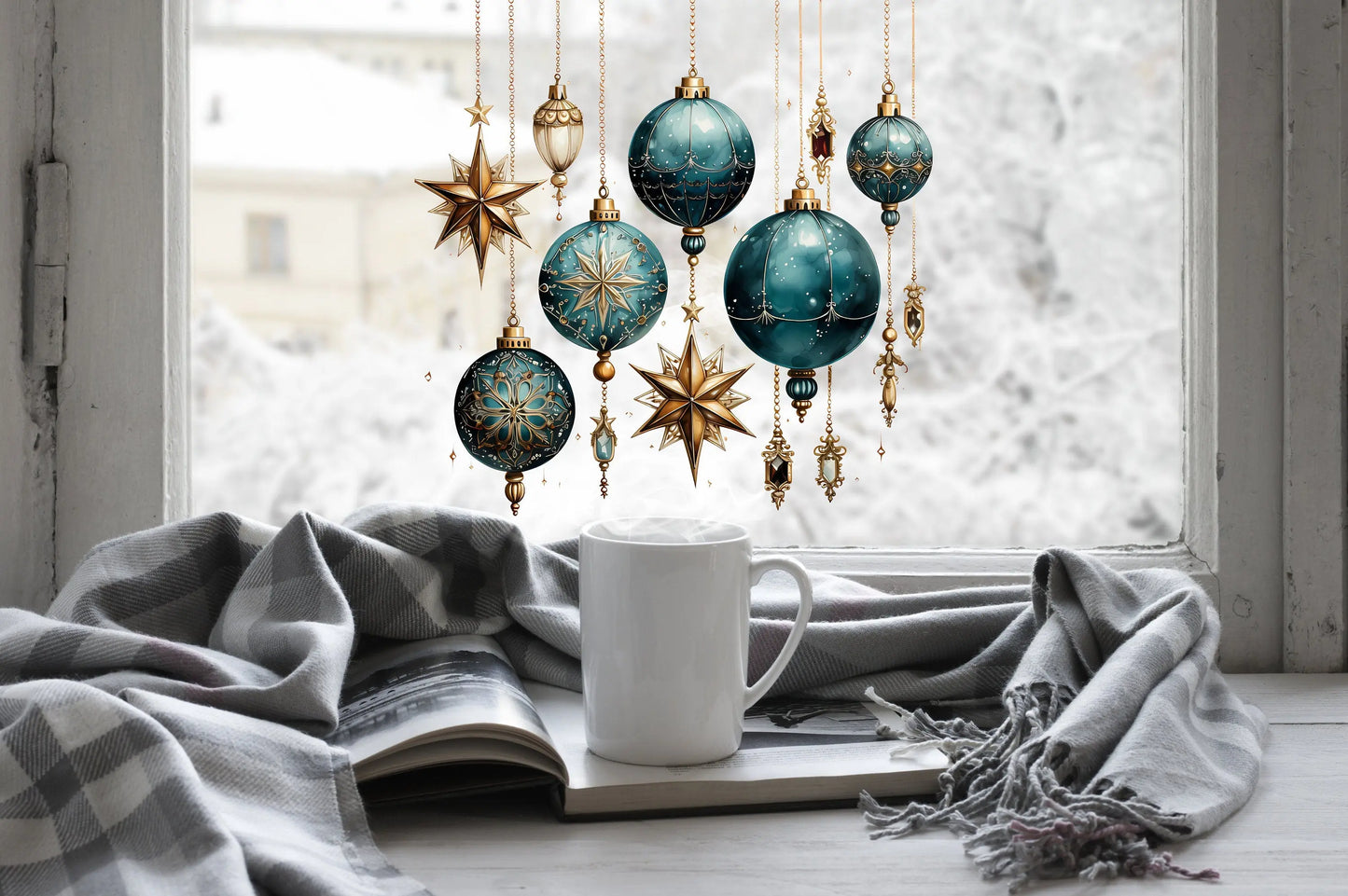 Reusable Bauble Window Sticker Set, Christmas Window Stickers, Christmas Window Decorations, Bauble Window Stickers, Bauble Stickers Creative Windows