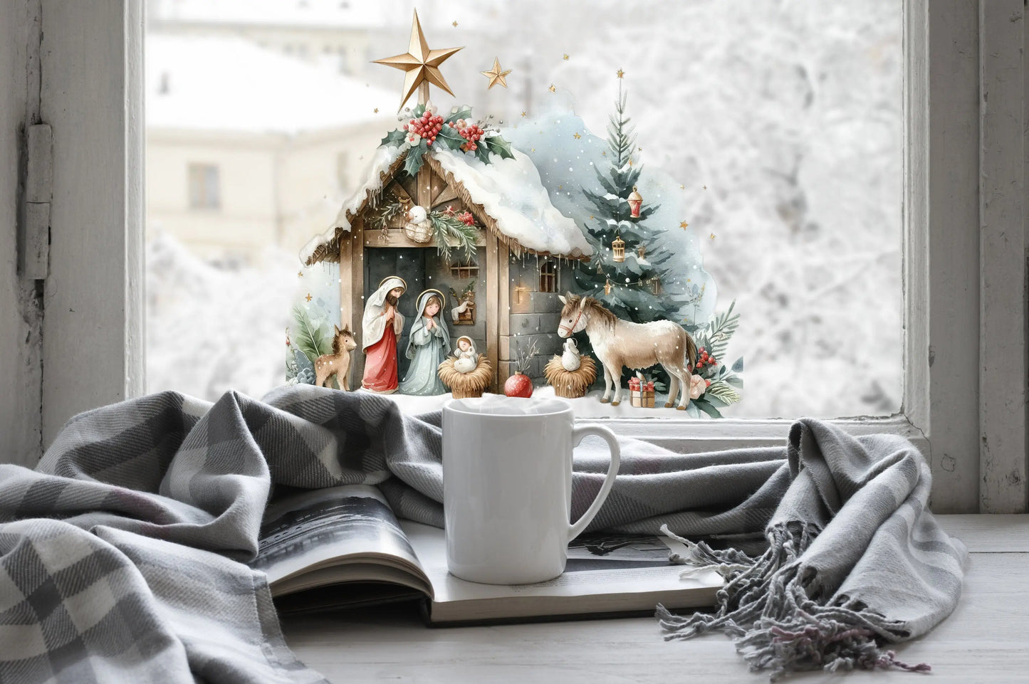 Nativity Window Stickers, Christmas Window Sticker, Christmas Nativity Scene Window Sticker, Double-Sided Reusable Christmas Window Sticker! Creative Windows