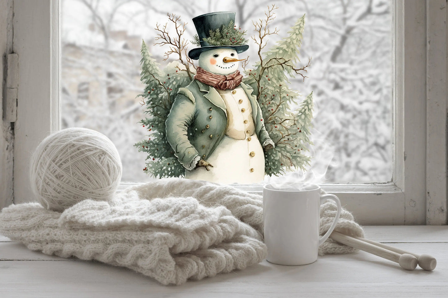 Vintage Snowman Christmas Window Sticker, Christmas Window Sticker, Double-Sided Reusable Christmas Window Sticker! Christmas Window Decal, Creative Windows
