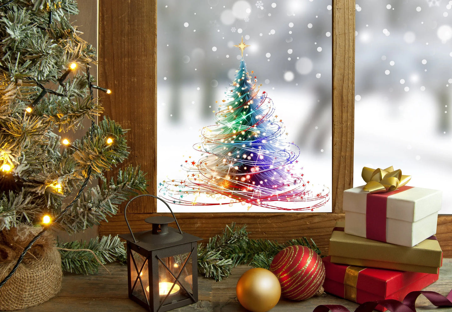 Christmas Window Sticker, Christmas Tree Decal, Double-Sided Reusable Christmas Window Sticker! Christmas Window Decal, Christmas Decals Creative Windows