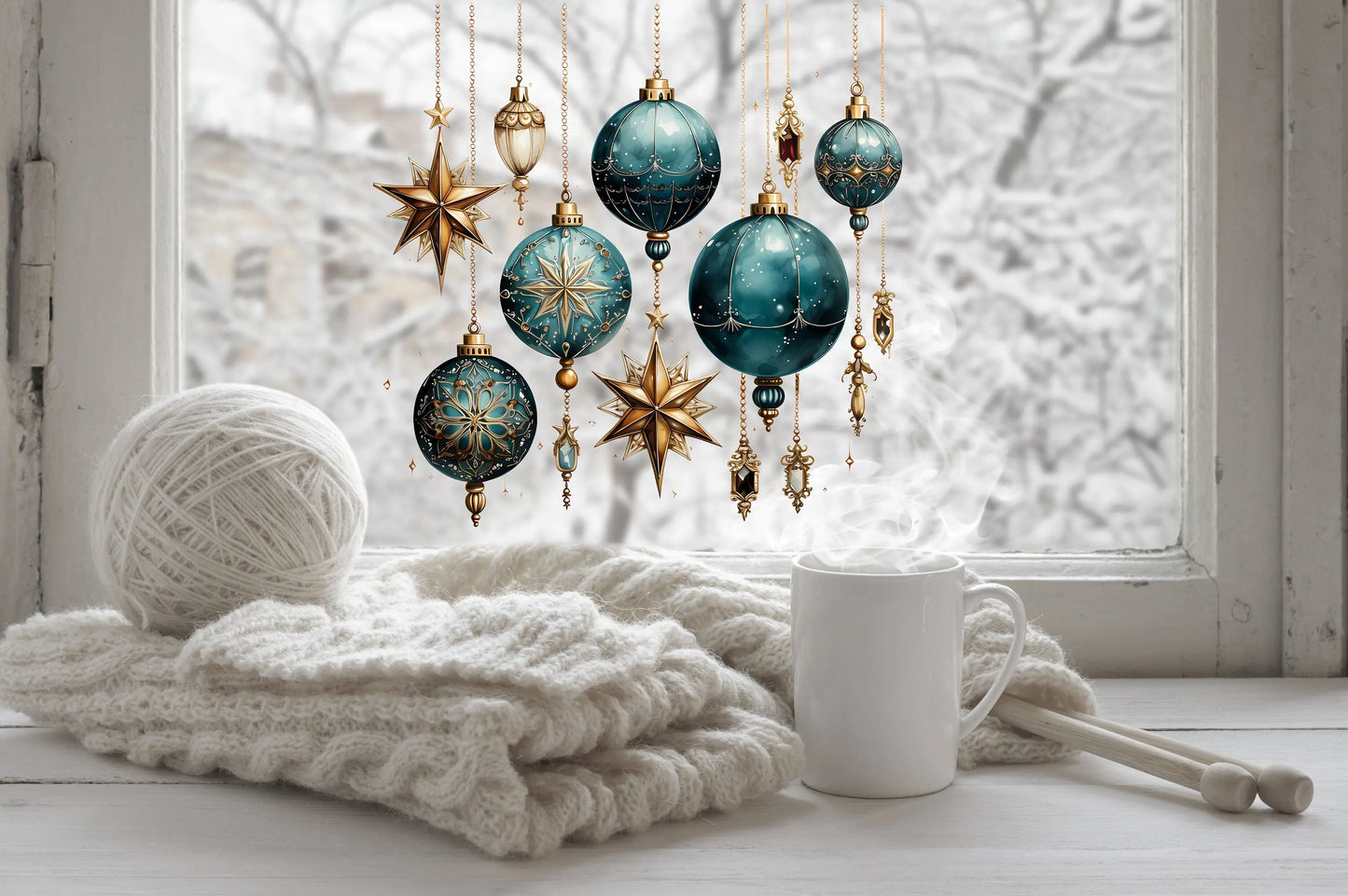Reusable Bauble Window Sticker Set, Christmas Window Stickers, Christmas Window Decorations, Bauble Window Stickers, Bauble Stickers Creative Windows