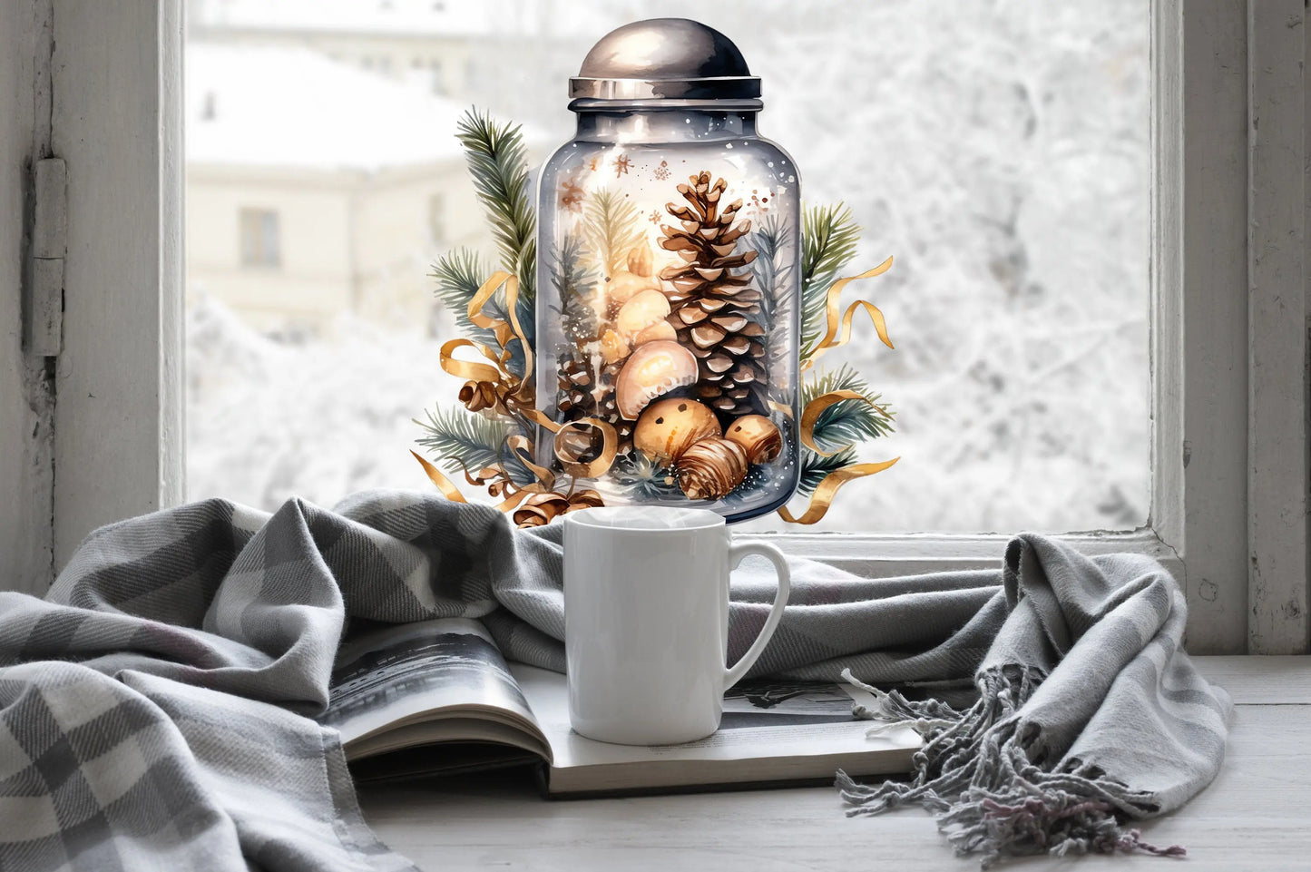 Christmas Window Sticker, Christmas Winter Scene Window Sticker, Double-Sided Reusable Festive Window Sticker! Christmas Window Decal, Creative Windows
